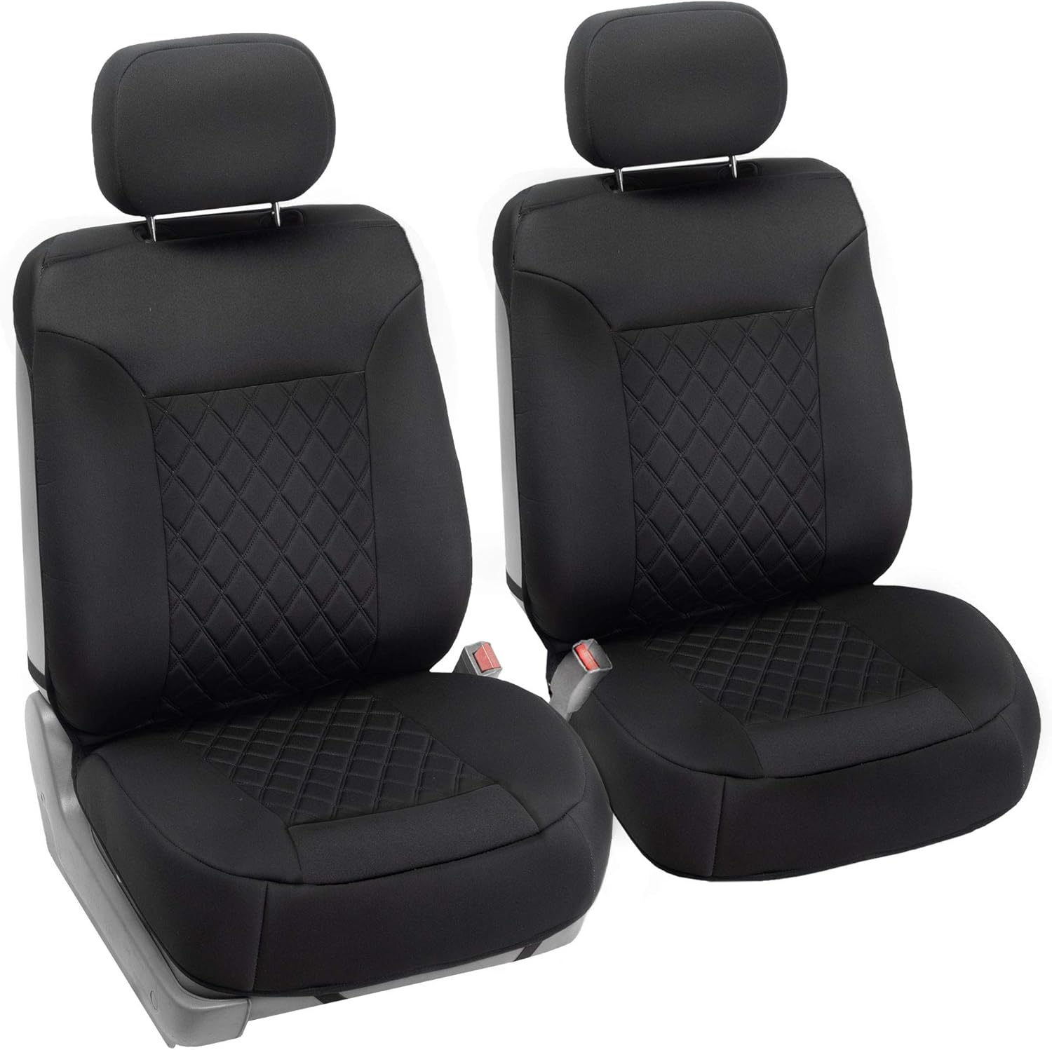 FH Group Universal Fit Front Car Seat Cover - Faux Leather (Black), Set of 2 image number 6