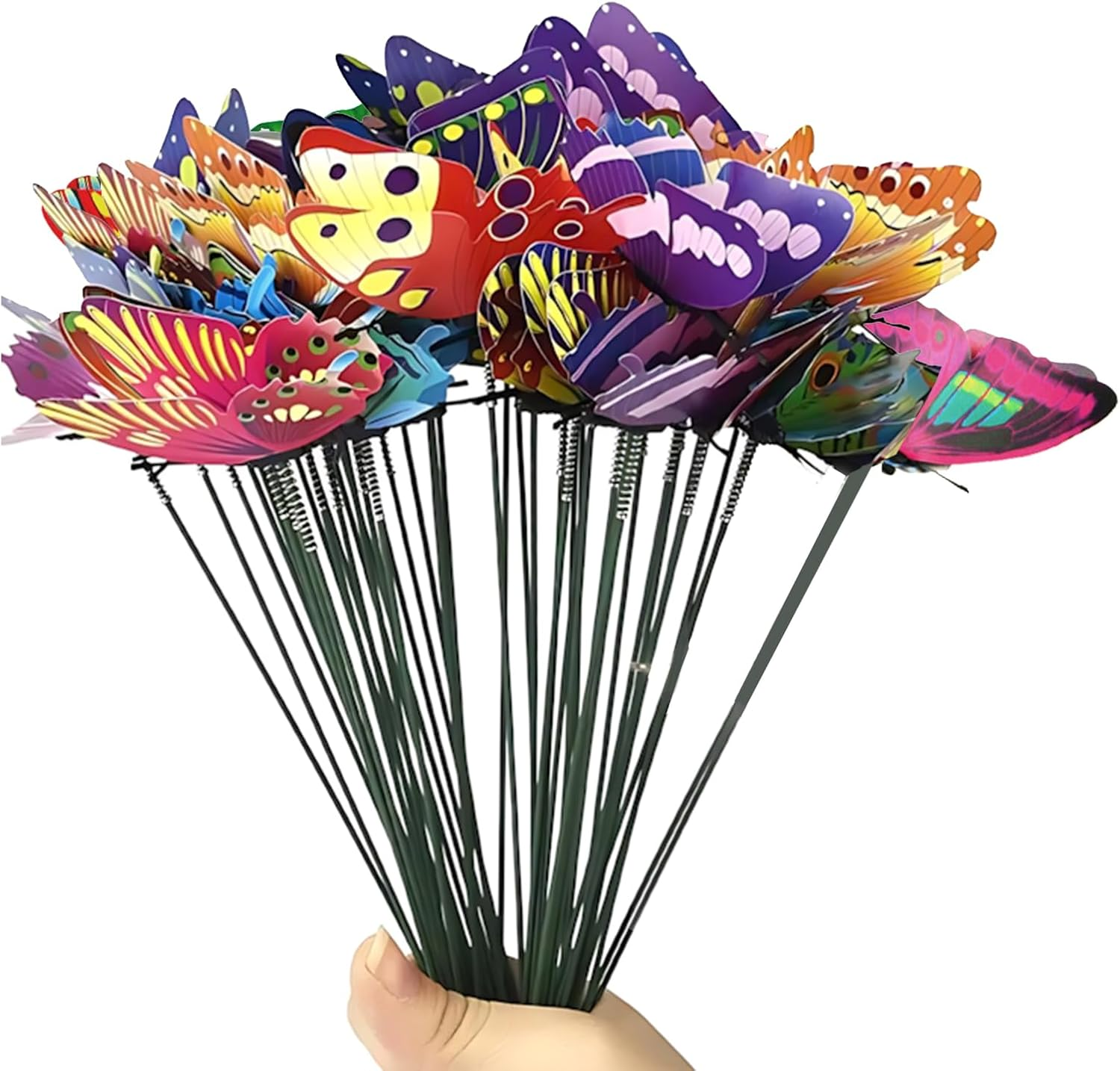 Zalizr 100 Pcs Colorful Butterfly Garden Stakes, PVC Waterproof 3D Butterfly Yard Decorations, Party Supplies for Indoor & Outdoor Use, Patio, Plant Pots, Christmas Garden Decor image number 4