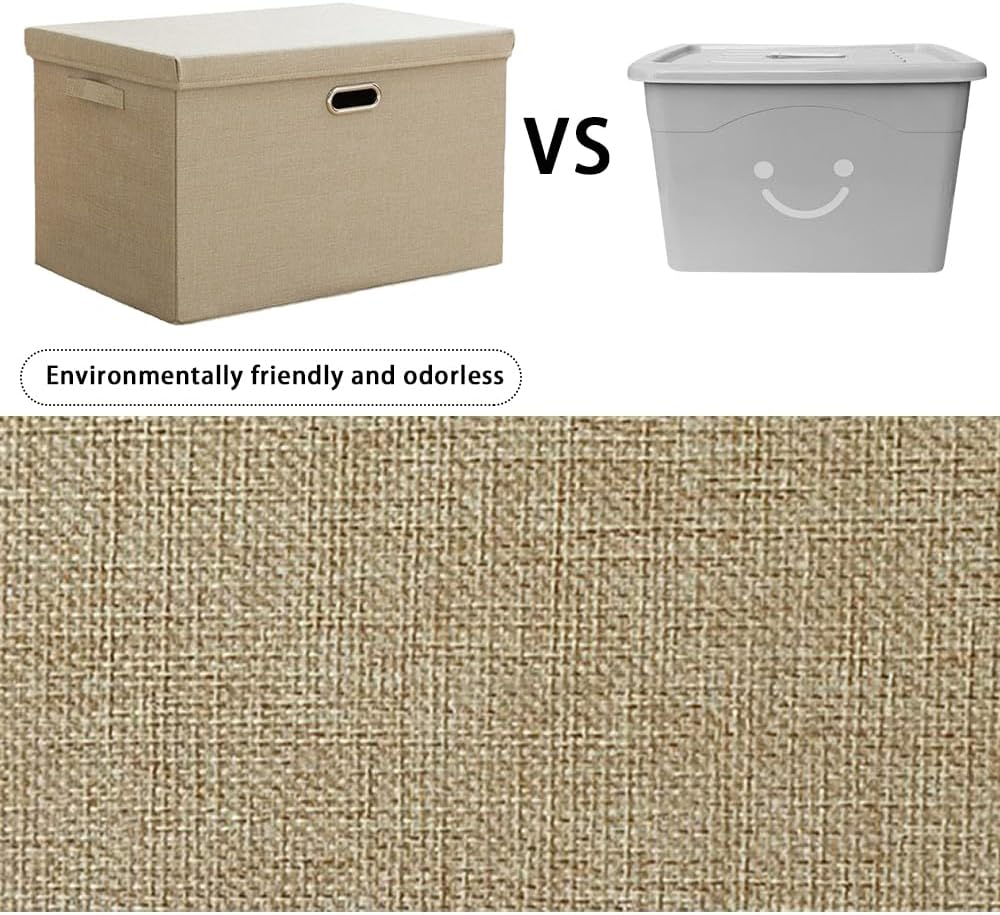 TOMVAES Linen Storage Bins Storage Box with Lid Foldable Box Stool Containers Bench Lid for Home Bedroom Office image number 1