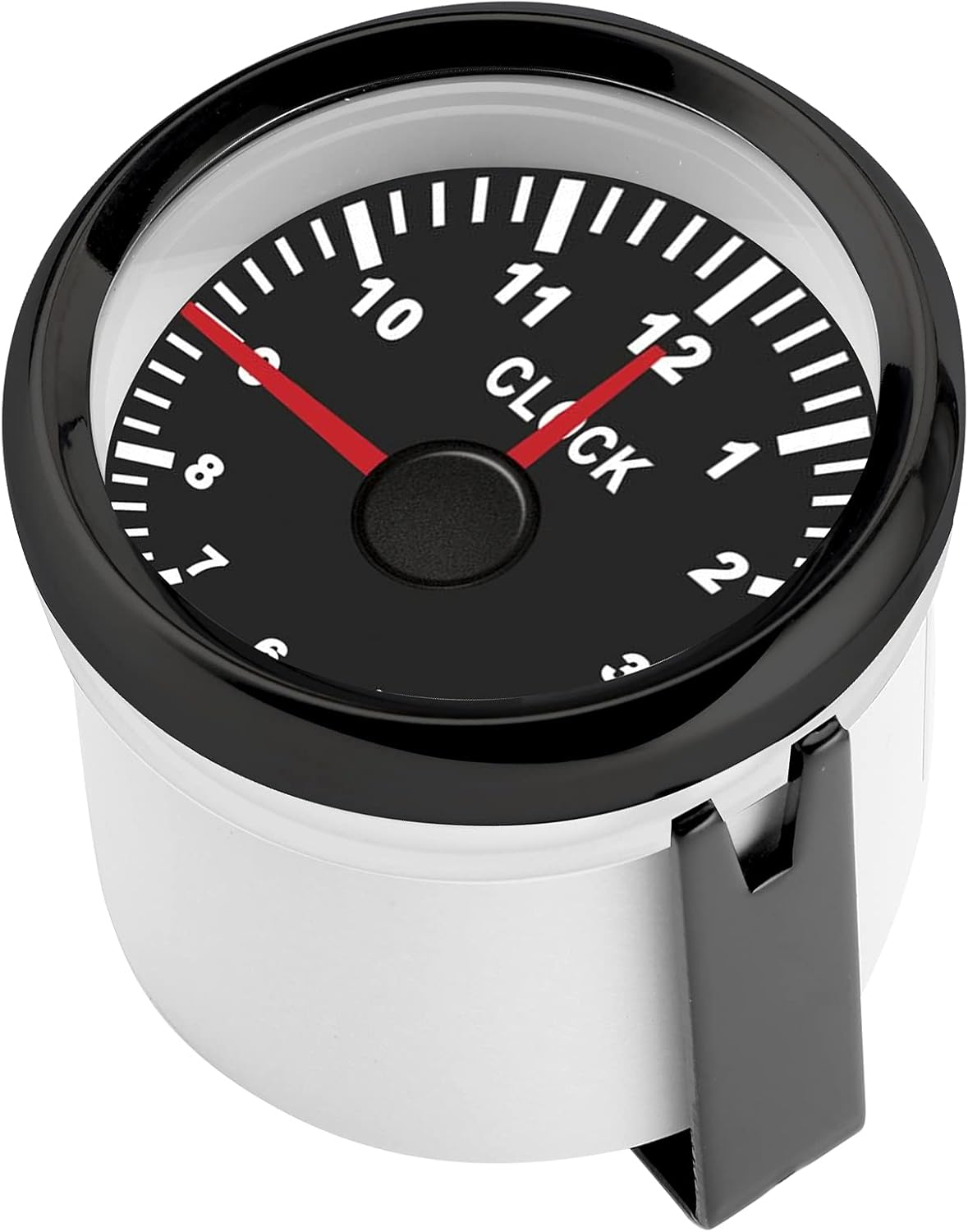 Akozon round Hour Meter Gauge 2Inch Universal Clock Gauge Instrument 0‑12 Hourmeter Red Backlight 12V/24V for Car Boat Yacht Motorcycle(#1)