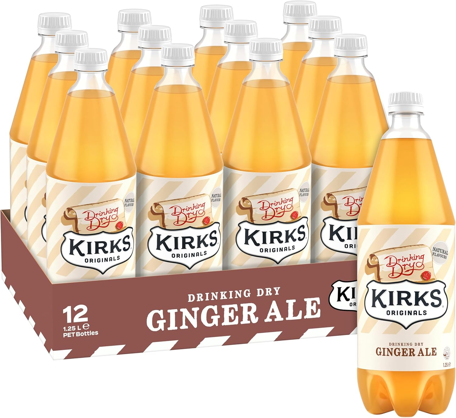 Kirks Dry Ginger Ale Soft Drink Multipack Bottles 12 X 1.25L image number 2