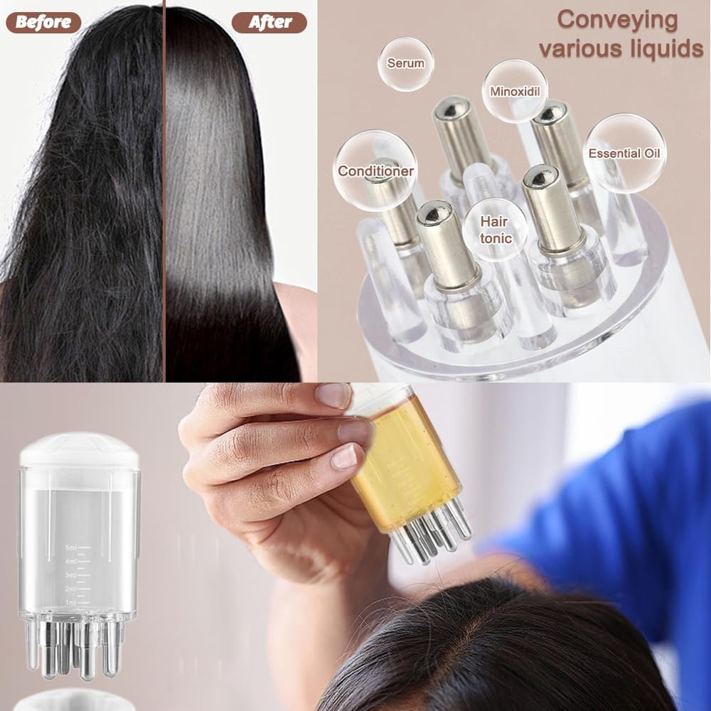 Wzenclave Scalp Applicator Comb Oil Applicator Bottle Hair Oil Applicator Bottle for Scalp Hair Comb for Scalp Massager Hair Growth Care Hair Oiling Applicator for Essential Oil Hair Treatment(2Pcs) image number 3