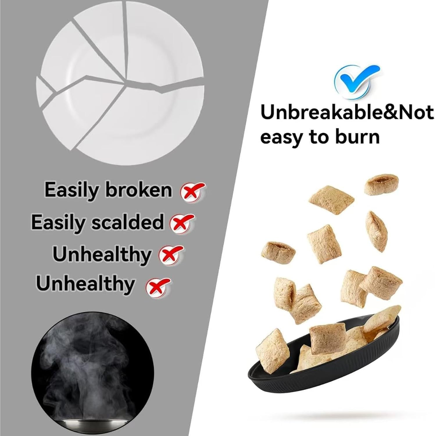 Hapurs 40Pcs Wheat Straw Dinnerware Sets for 4, Unbreakable Dinnerware Sets, Reusable Wheat Straw Plates and Bowls Sets,Travel Camping Cutlery Set, Dishwasher Microwave Safe Dinnerware - Off White image number 7