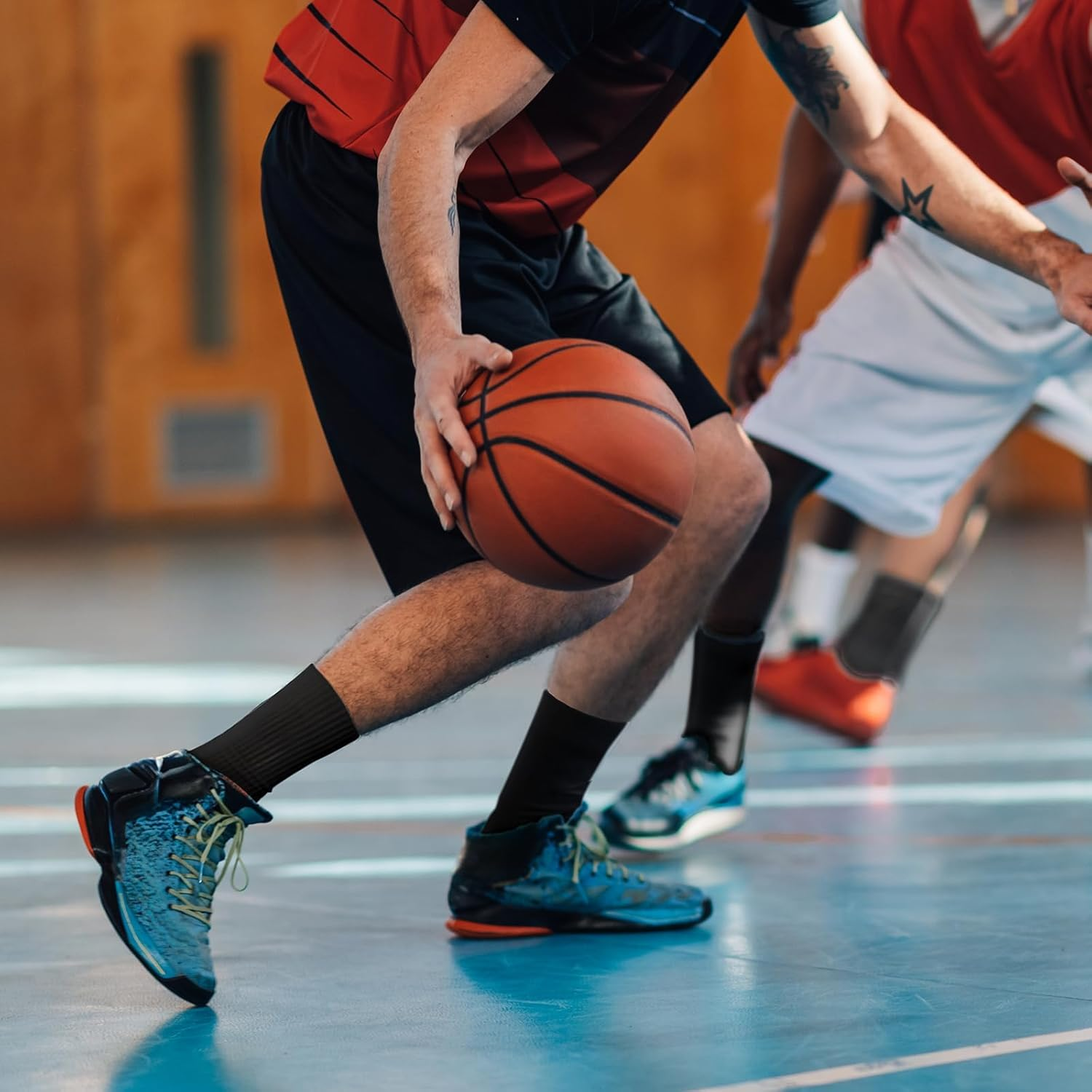 (6 Pairs) Athletic Gym Crew Socks, Cushioned Sports Calf Socks Breathable Cotton Running Hiking Socks for Men Wome image number 4