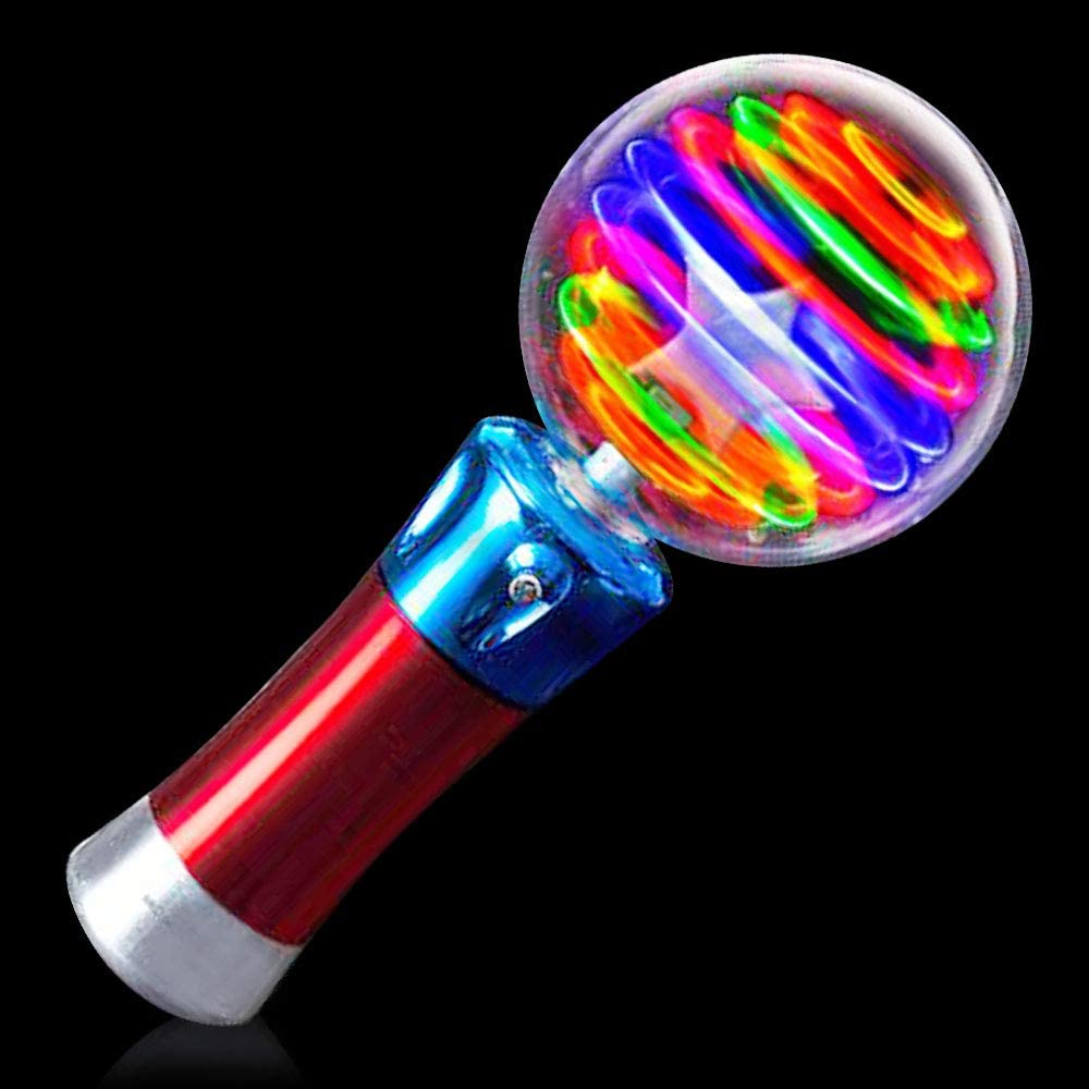 Artcreativity 7.5 Inch Light up Magic Ball Toy Wands for Kids, Set of 2, Flashing LED Wands for Boys and Girls, Thrilling Spinning Light Show, Batteries Included, Fun Gift or Birthday Party Favor image number 3