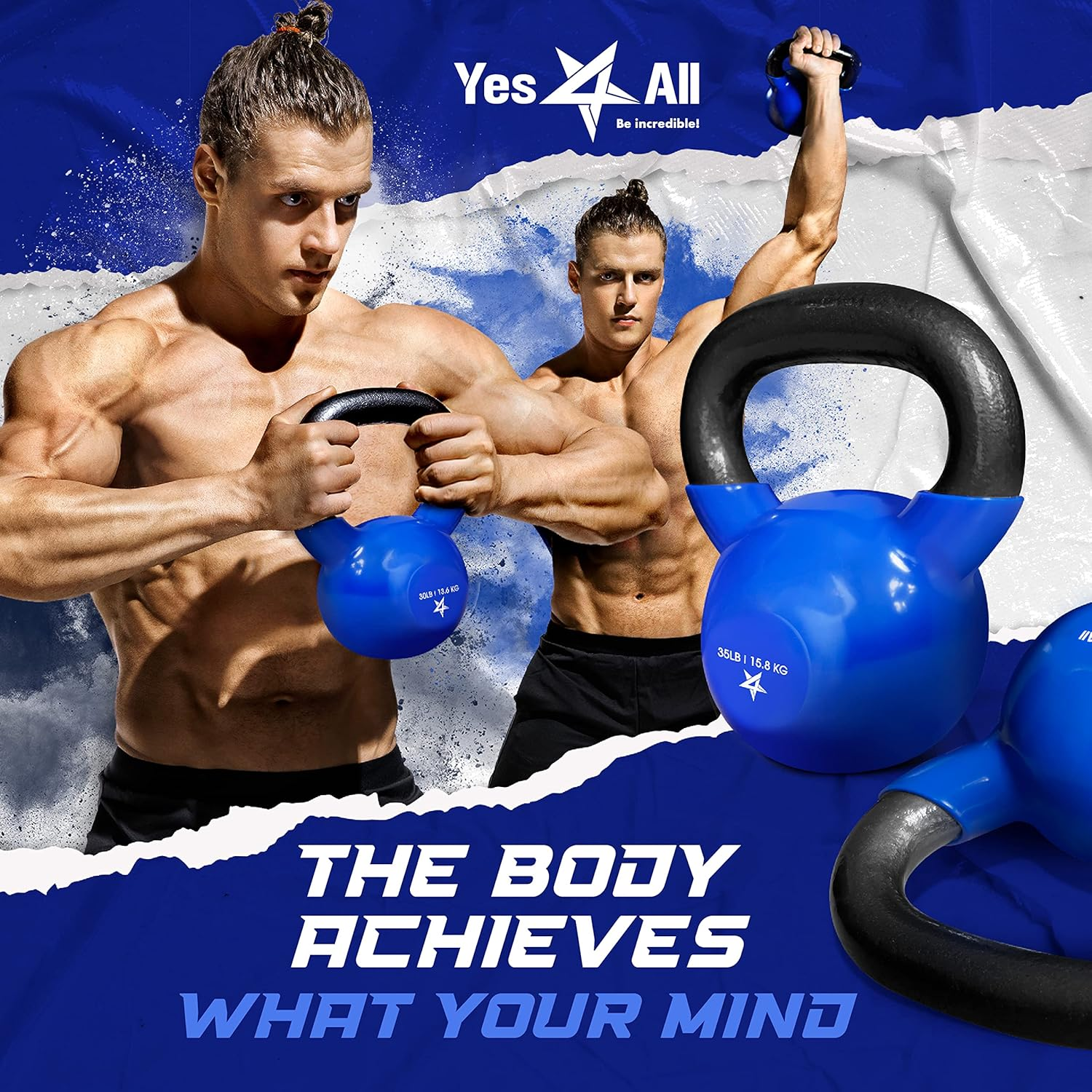 Yes4All Vinyl Coated Kettlebell Weights, Available Kettlebells for 4KG/10LB, 6KG/15LB, 8KG/20LB, 16KG/35LB, 18KG/40LB, 20KG/45LB image number 4