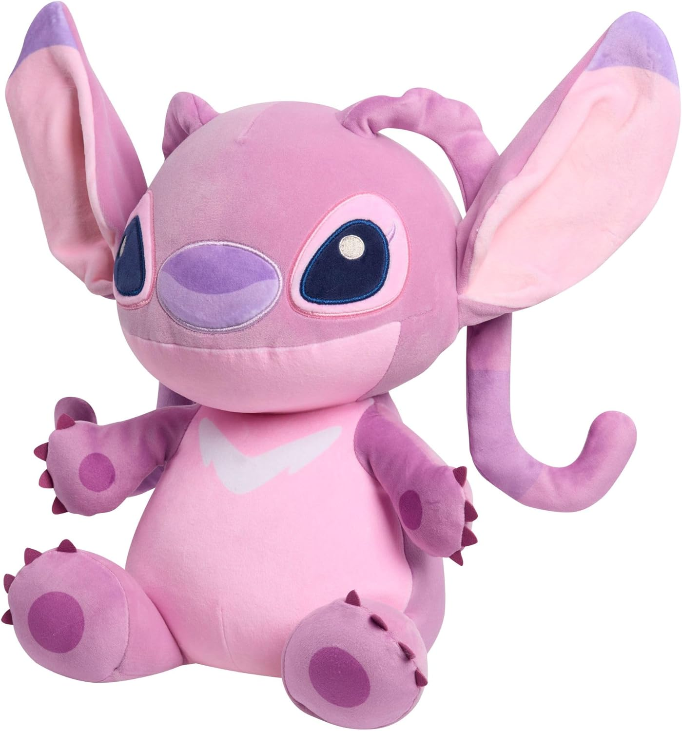 Disney Stitch Comfort Weighted Plush Angel, Officially Licensed, 14-Inch Stuffed Animal, Super Soft Snuggly Stretchy Fabric, Alien, Pink, Kids Toys for Ages 3 up by Just Play