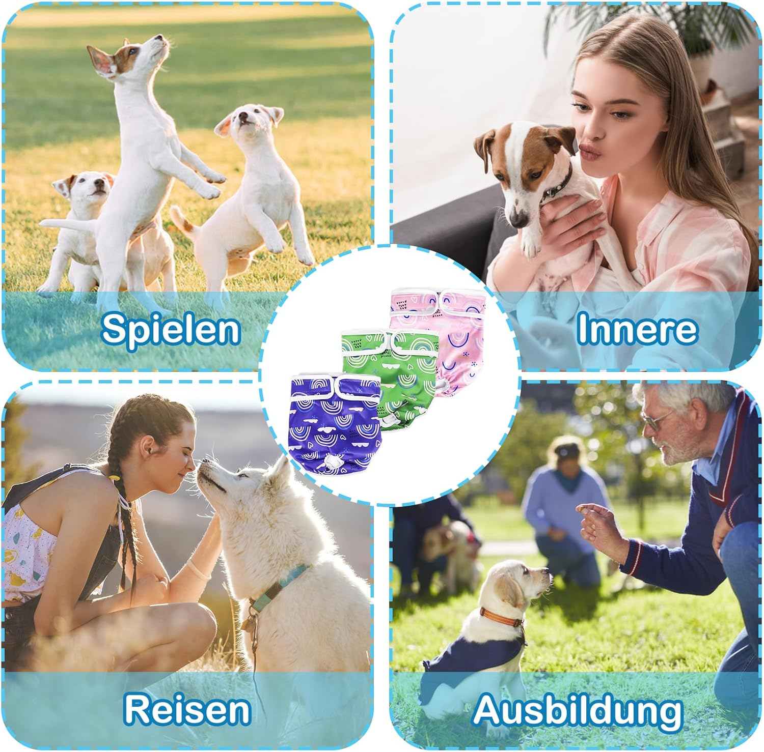 Pack of 3 Reusable Dog Nappies, Highly Absorbent Panties for Female Pets, Hygienic Washable Nappies for Female Dogs, Nappies for Female Dogs in Heat and Incontinence (S, Pattern 1) image number 5