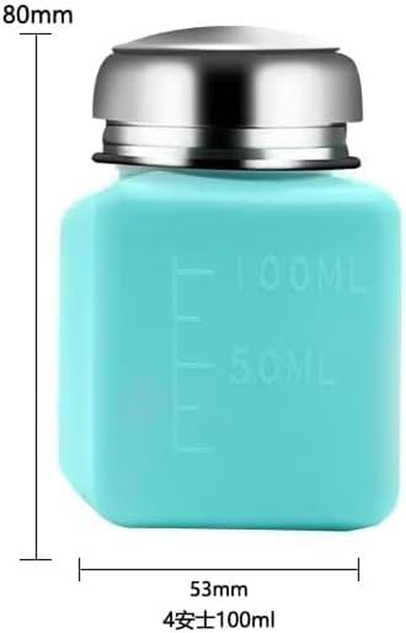 Bottle Dispenser 100Ml Nail Polish Remover Pump Metal Push down Dispenser Nail Wipes Alcohol Dispenser Eye Makeup Remover Pump Push down Empty Bottle image number 1