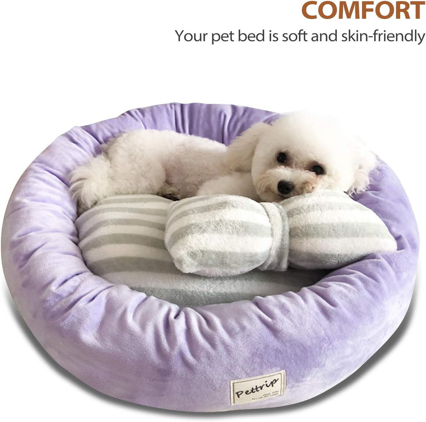 PETCUTE Dog Bed Cat Bed Washable Dog Sofa round Cushion Bed Faux Suede Pet Bed for Large Medium Small Dogs Cats (M-55 X 15 Cm, Pink) image number 2