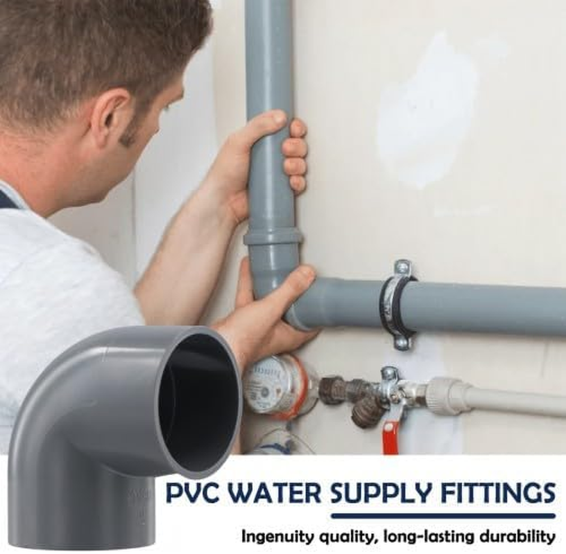 Ziyonix 4 Pieces PVC Pipe, 50Mm Pressure Solvent Weld Bend Durable PVC Pipe Connector Conduit Accessories Elbow 90 Degree Elbow for Sewer Plumbing Drain Pipe Water Supplies image number 5