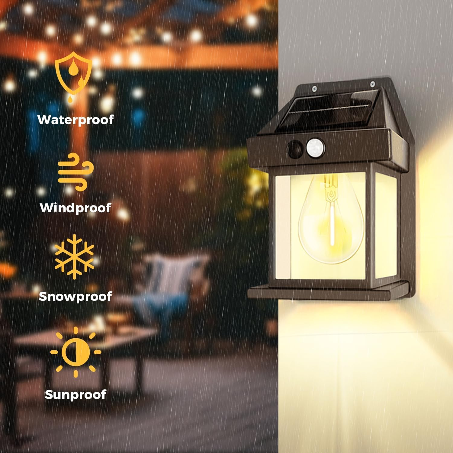 Solar Wall Lights Outdoor, Dusk to Dawn Motion Sensor Lights Waterproof, 2 Pack Motion Sensor Solar Porch Lights with 3 Modes, for Patio, Garage, Shed image number 4