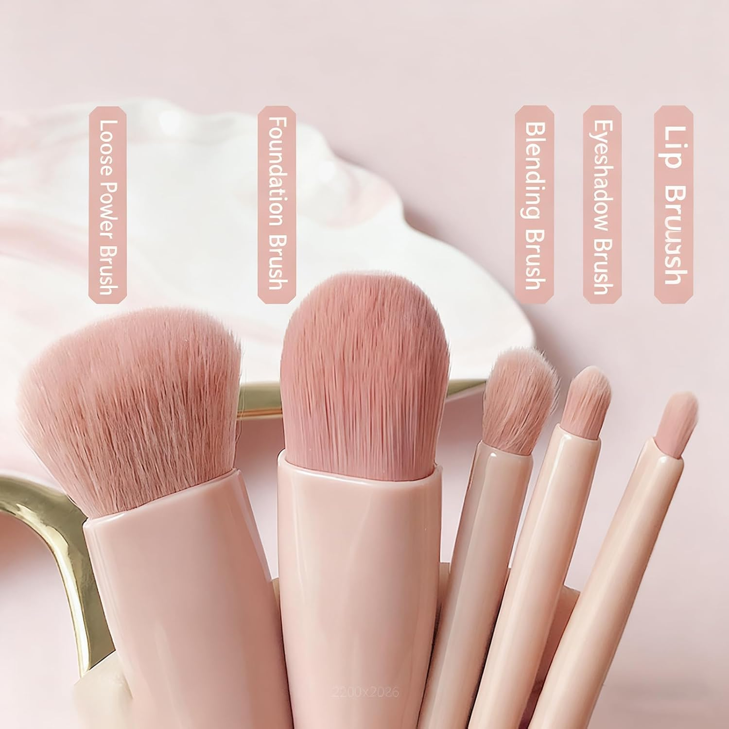 Travel Size Makeup Brushes Mini Set | 5Pcs Professional Vegan Brushes with Hard Mirror Case, Portable Cosmetic Brush Kit for On-The-Go Makeup & Perfect Gifts
