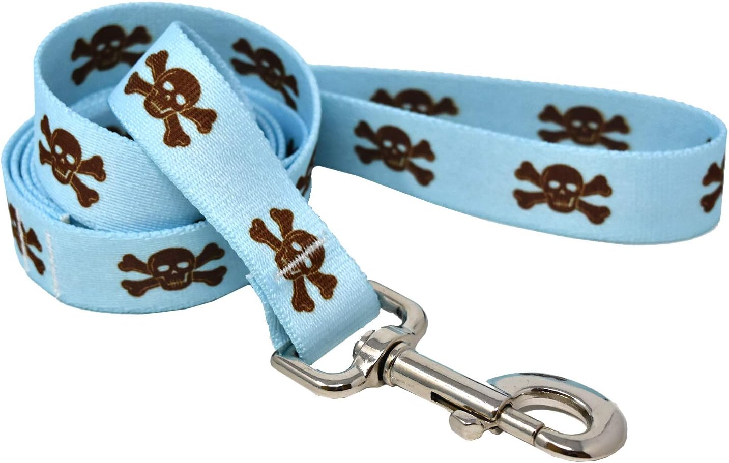 Yellow Dog Design Blue and Brown Skulls Dog Leash 3/4" Wide and 5' (60") Long, Small/Medium