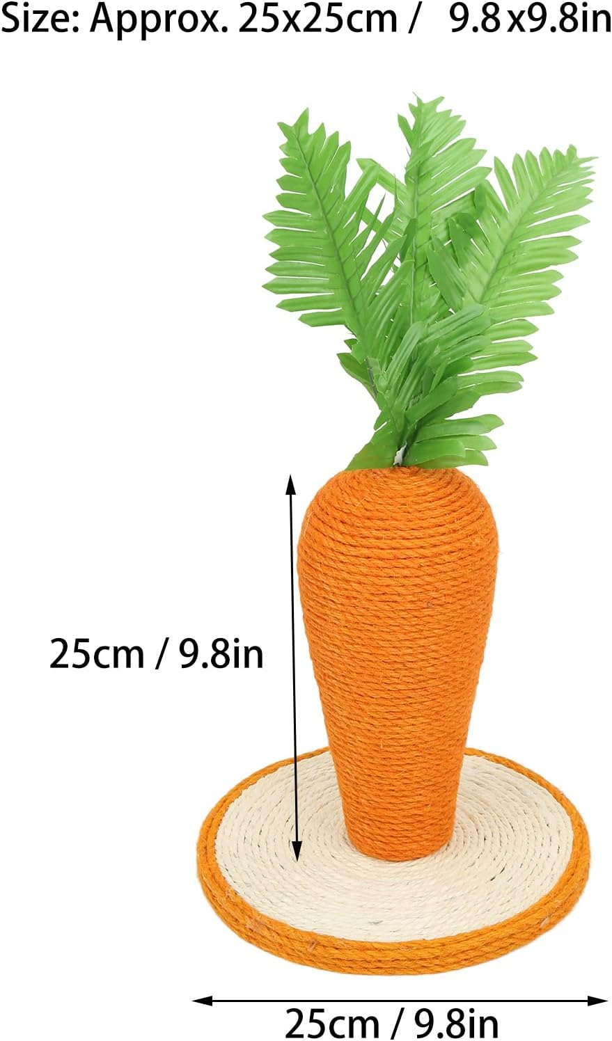 Adorable Carrot Shaped Sisal Cat Scratching Post Sturdy Vertical Climbing Frame for Indoor Kittens & Cats Interactive Kitty Training Scratch Device image number 6
