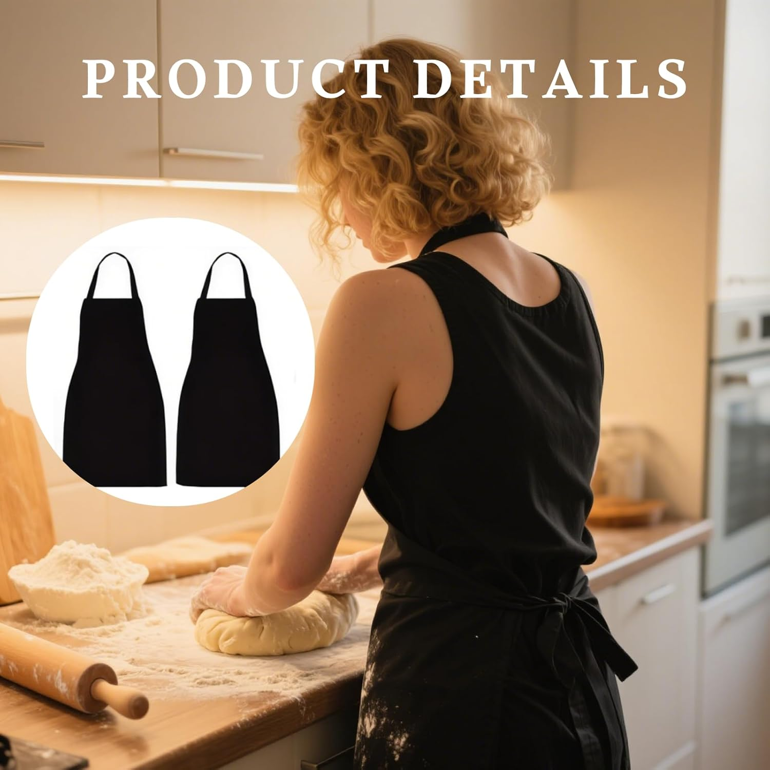 Fortuneglobe ​Waterproof Bib Apron with Pockets & Dual Shoulder Straps - 2 Pack Heavy Duty Polyester for Kitchen, Restaurant, Baking, Gardening - Black​​ image number 4