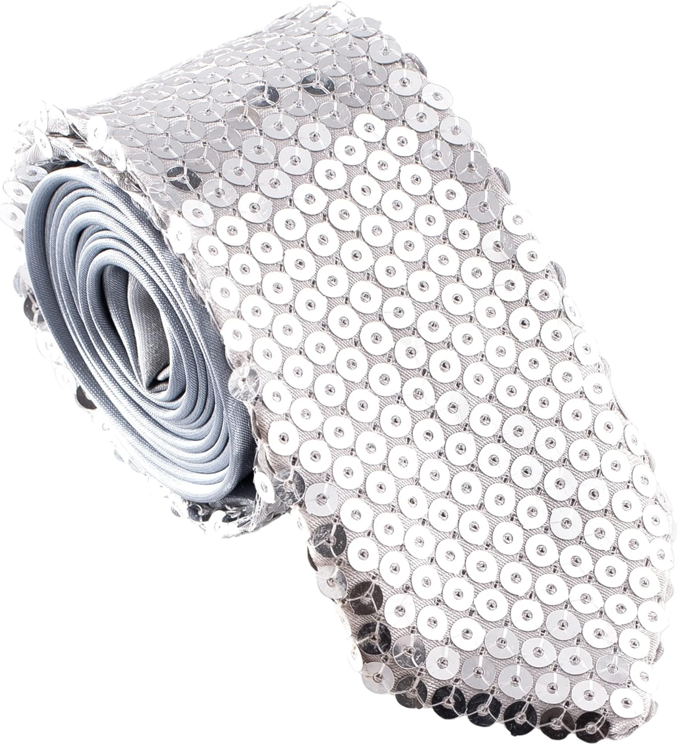 Mens Fashion Sequin Skinny Tie - Great for Weddings, Parties, Costumes, Halloween - Many Colors to Choose From image number 6