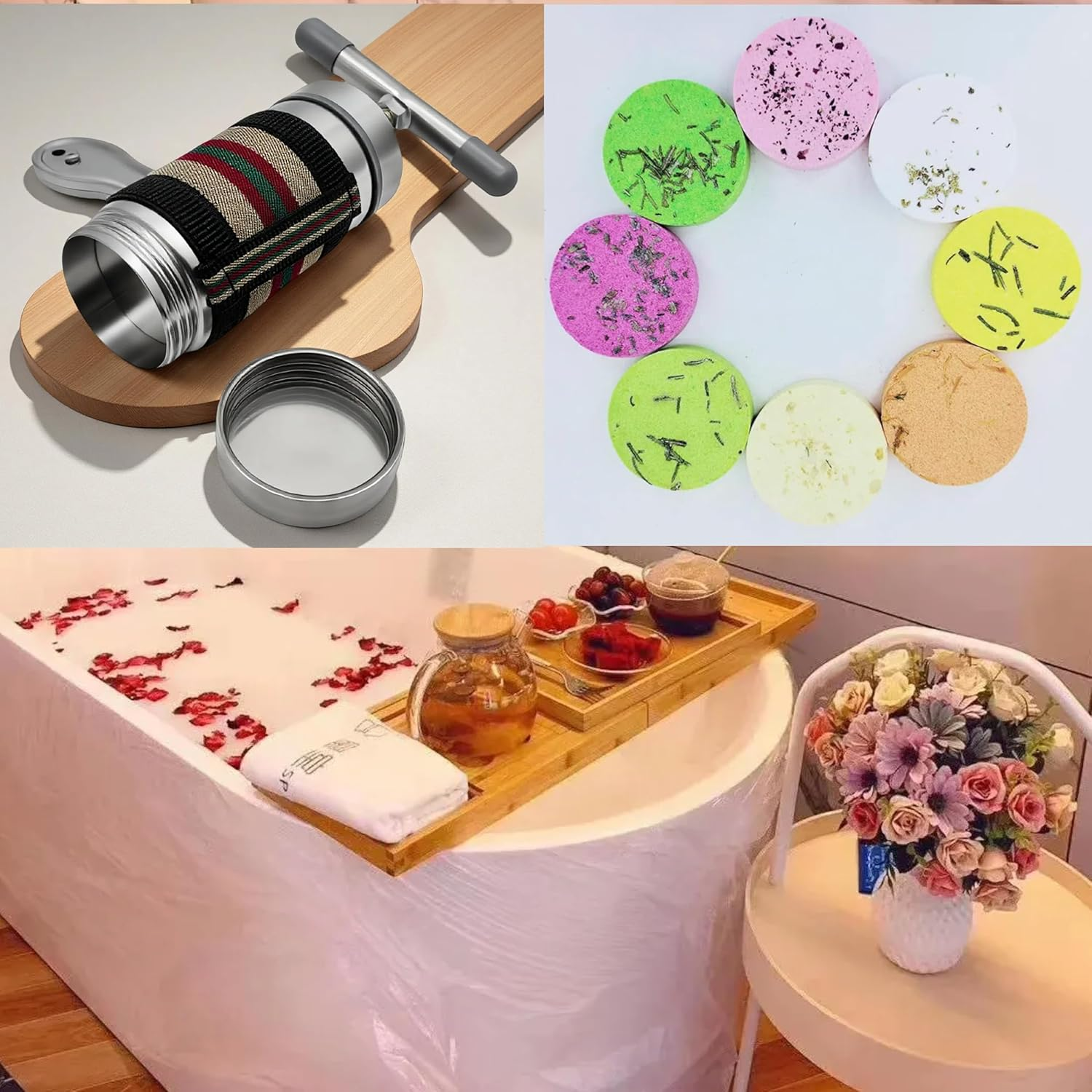 Bath Bomb Press Machine & Shower Steamers Maker Kit - Craft Bath Fizzies & Aromatherapy Tablets Handheld Press, DIY Gift Set for Women, Kids