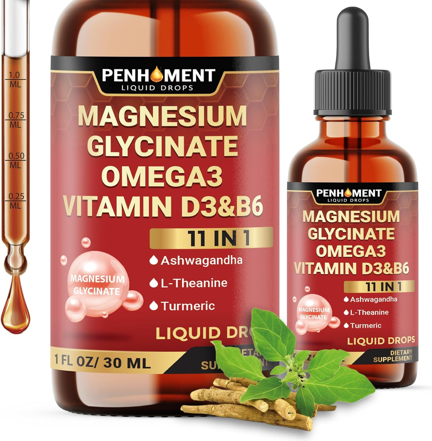 11In1 Magnesium Glycinate Liquid Drop - 2840Mg Maximized Absorption Magnesium Complex Supplement to Support Brain - 2 Month Supply image number 1