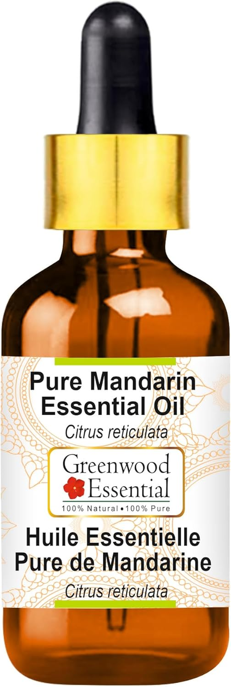 Greenwood Essential Pure Mandarin Essential Oil (Citrus Reticulata) with Glass Dropper Steam Distilled for Personal Care 50Ml (1.69Oz)