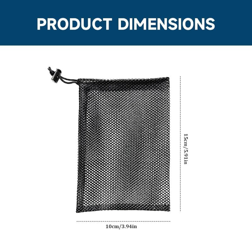 Oruola 6Pcs Small Mesh Laundry Bags with Cord Lock - Drawstring Bags (3 Black, 3 White) image number 3