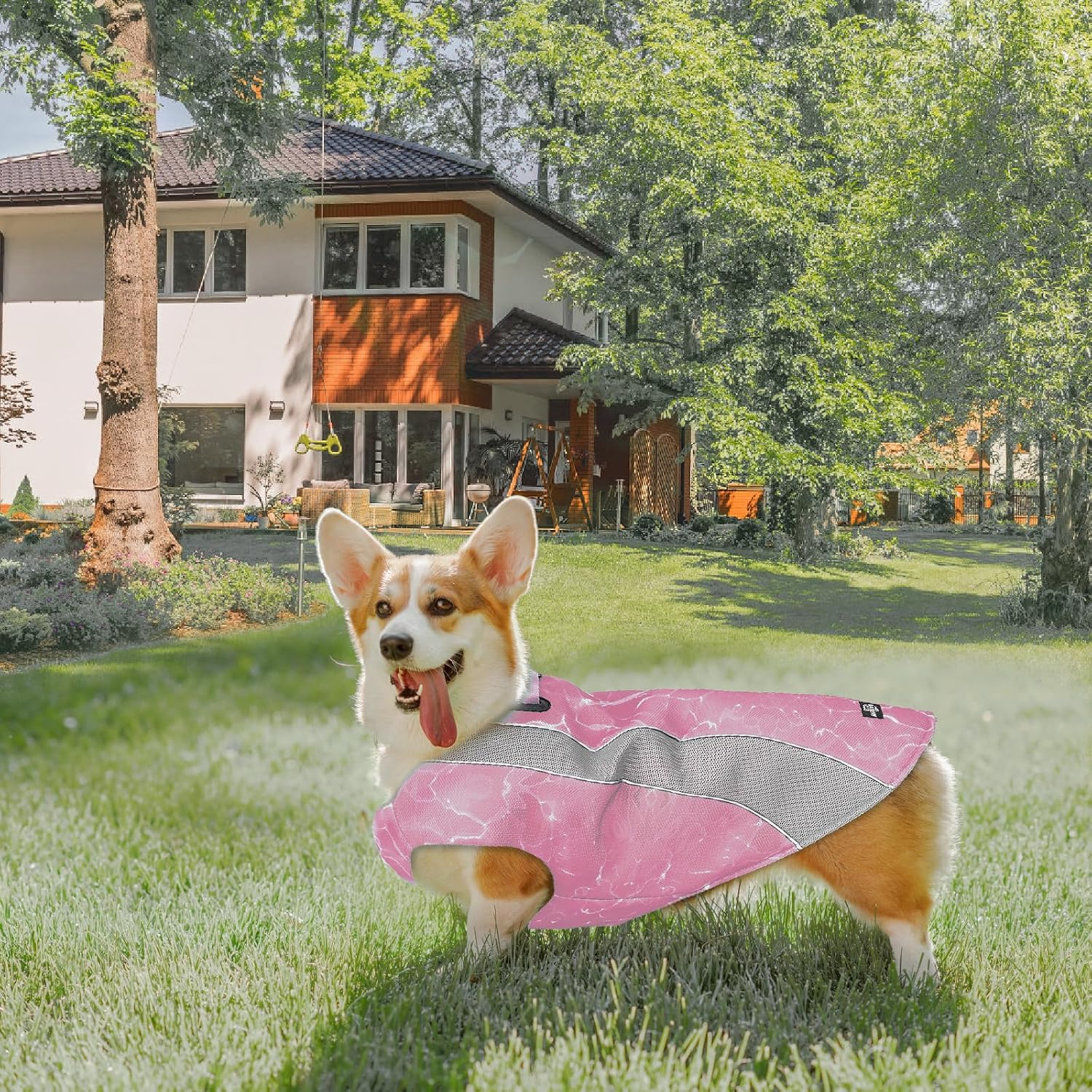 TOPSOSO Cooling Vest for Dogs, Cooling Vest Dog Pets with Safety Reflective Stripes Adjustable Zip, Effective Dog Cooling Vest for Dogs Outdoor Training and Camping (Pink, L) image number 3