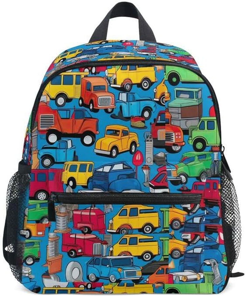 ODAWA Kids Backpacks with Name Tag, Cute Vehicles 12 Inch Backpacks for Boys Girls, Pre School Backpack for Boys image number 3