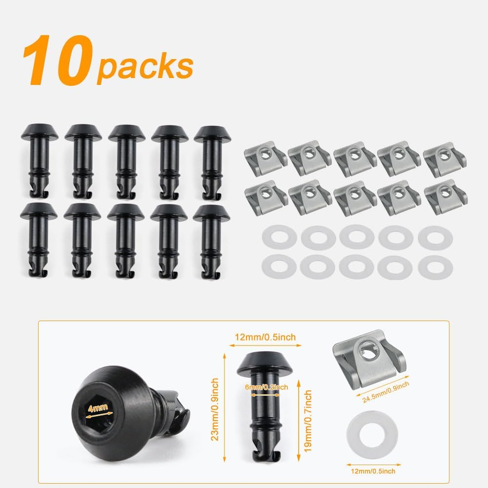 Xitomer 19Mm Universal Quick Release Fasteaners/Fairing Bolts Studs/Quarter Turn with Clips 1/4 Turn Quick Release Fit for Race Fairings (19Mm,Black) image number 6