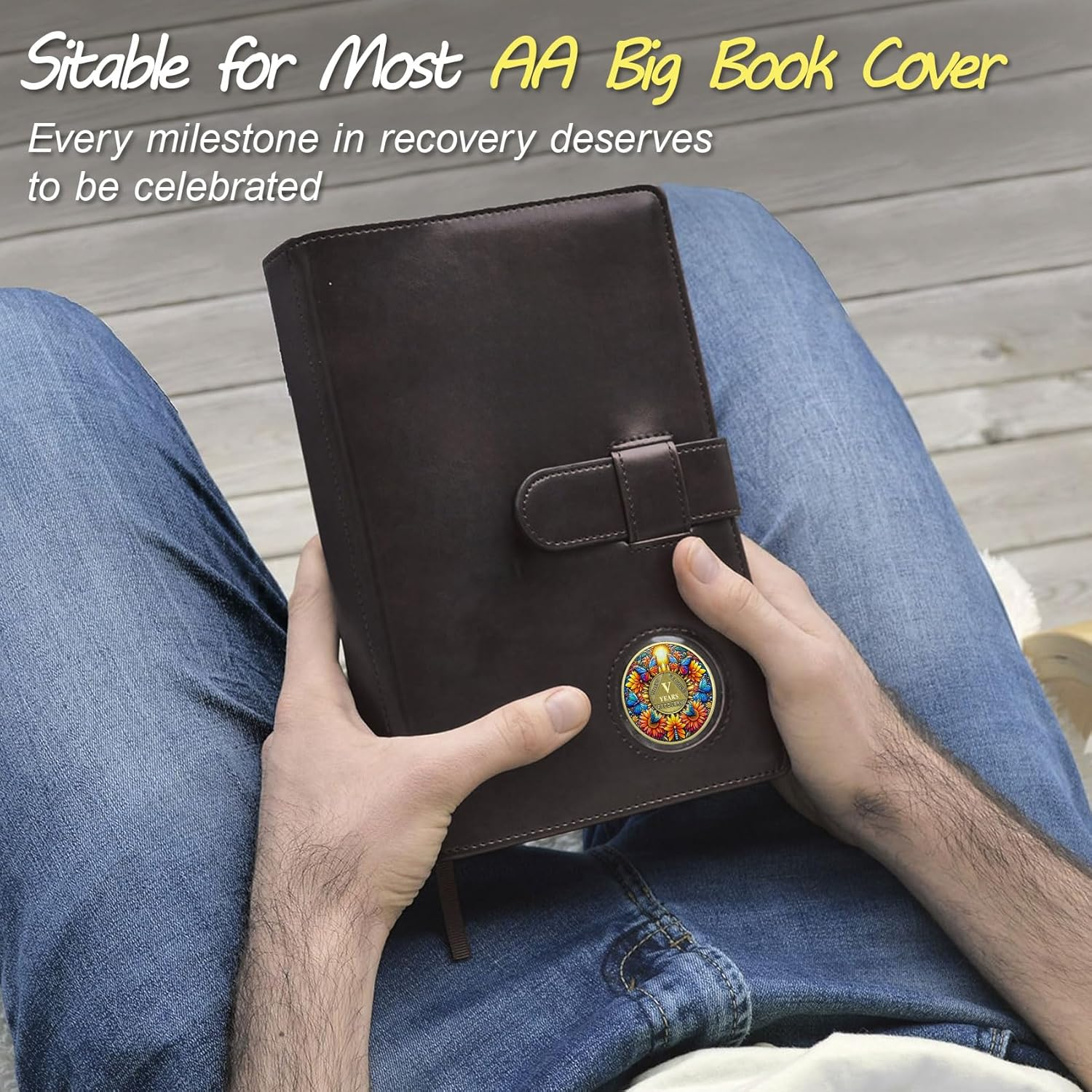 ACGZQY Sobriety Coin, 5 Year Sunflower Butterfly Sobriety Chip AA Coin and Medallions One Day at a Time Sober Token Narcotics Alcoholics Anonymous Recovery Gifts image number 3