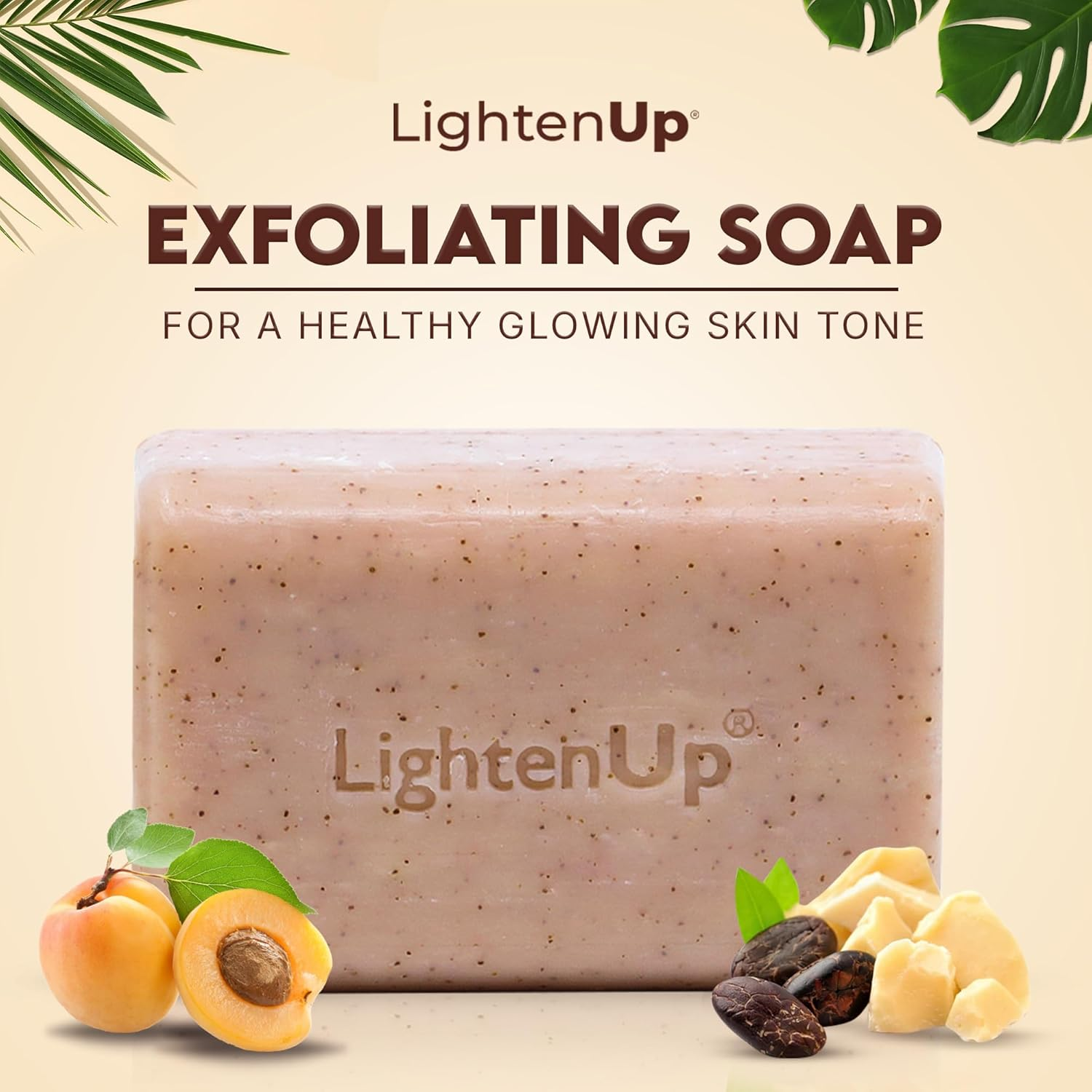 Lightenup, Exfoliating Soap - 200G / 7Fl Oz - Skin Brightening Soap, Cleansing Bar, Formulated to Fade Spots, with Apricot, Glycerin, Coconut Oil image number 2
