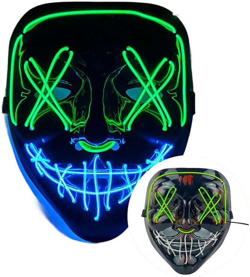 Costume Bay LED V Mask with Multiple Light Effects, Ideal for Parties, Festivals, Halloween, and Themed Events. Vibrant Colors and Glowing Effects That Make You Stand Out.