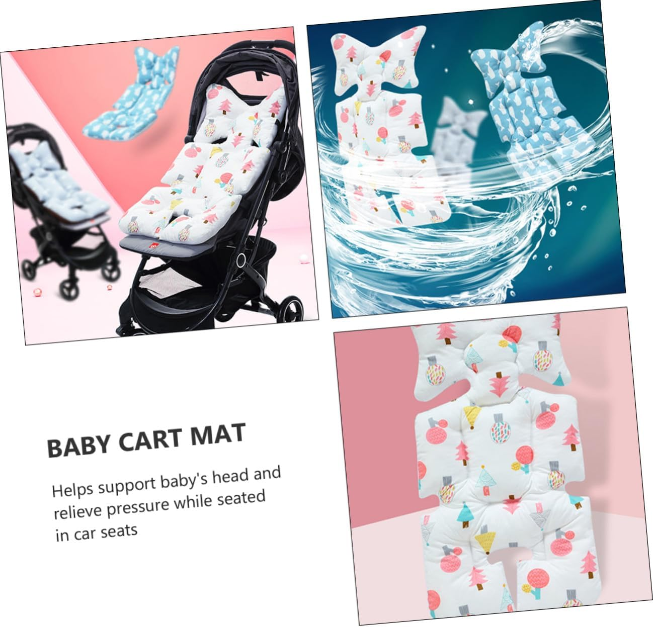 Breathable Stroller Cushion Pad Soft Cartoon Protector for Pushchair High Chair Seat Shock-Absorbing Padded Liner for Comfort and Safety Multifunctional Pram Cushion with Gentle image number 6