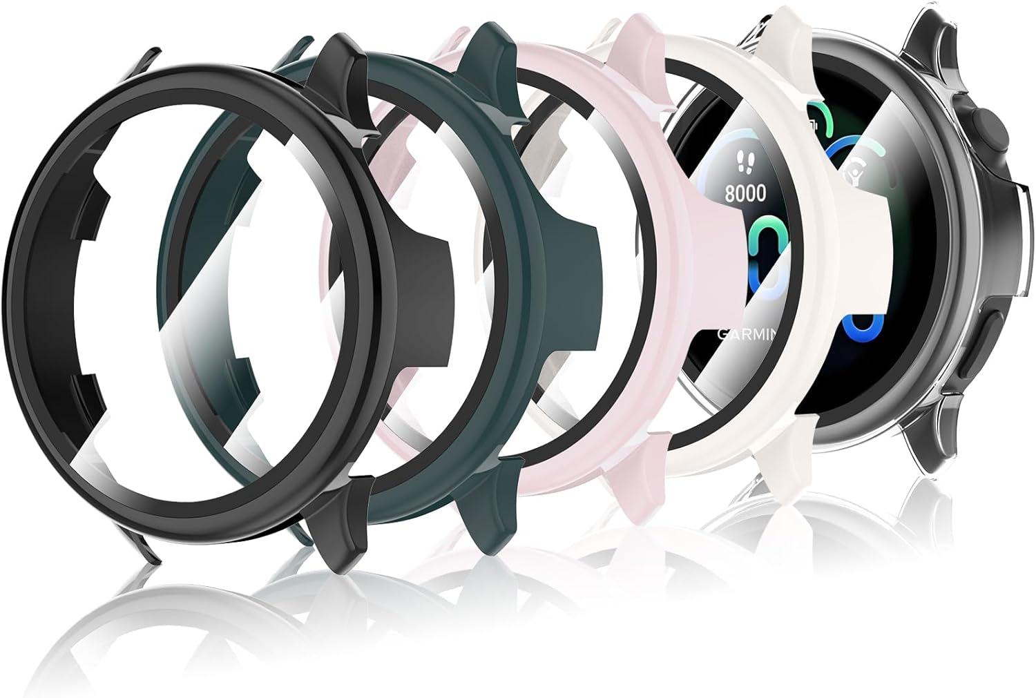 Hianjoo (5 Pack) Case Compatible with Garmin Vivoactive 6, Built-In Thin HD Tempered Glass Screen Protector Overall Cover Replacement for Garmin Vivoactive 6 image number 1