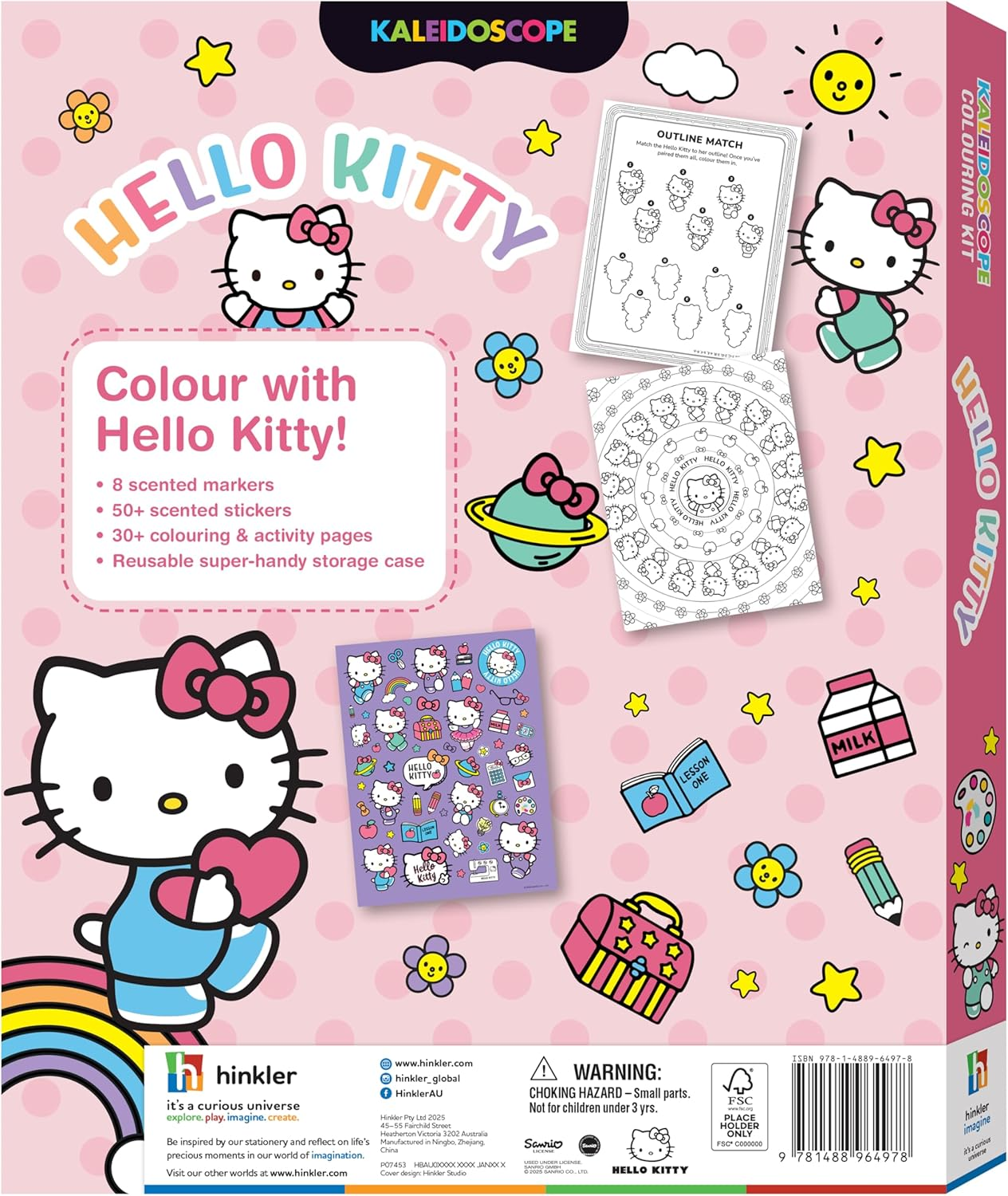 Kaleidoscope Colouring Kit Hello Kitty &ndash; Includes 64-Page Book, Scented Markers, and Stickers &ndash; Engaging Screen-Free Creative Activity for Home, Travel, or Gifts &ndash; for Kids Ages 6&ndash;12 image number 2
