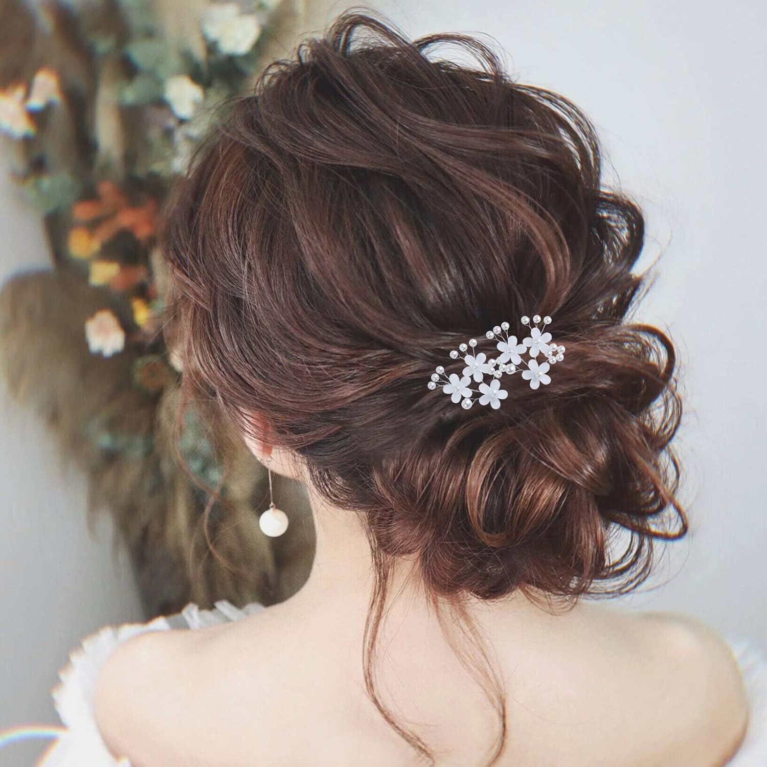 Yheakne Pearl Crystal Wedding Hair Pins Silver Flower Pearl Hair Pins Rhinestone Hair Pins Hairpiece Decorative Bobby Pins Heapieces Bridal Hair Accessories for Bride and Bridesmaid 2 Pieces (Silver B) image number 5