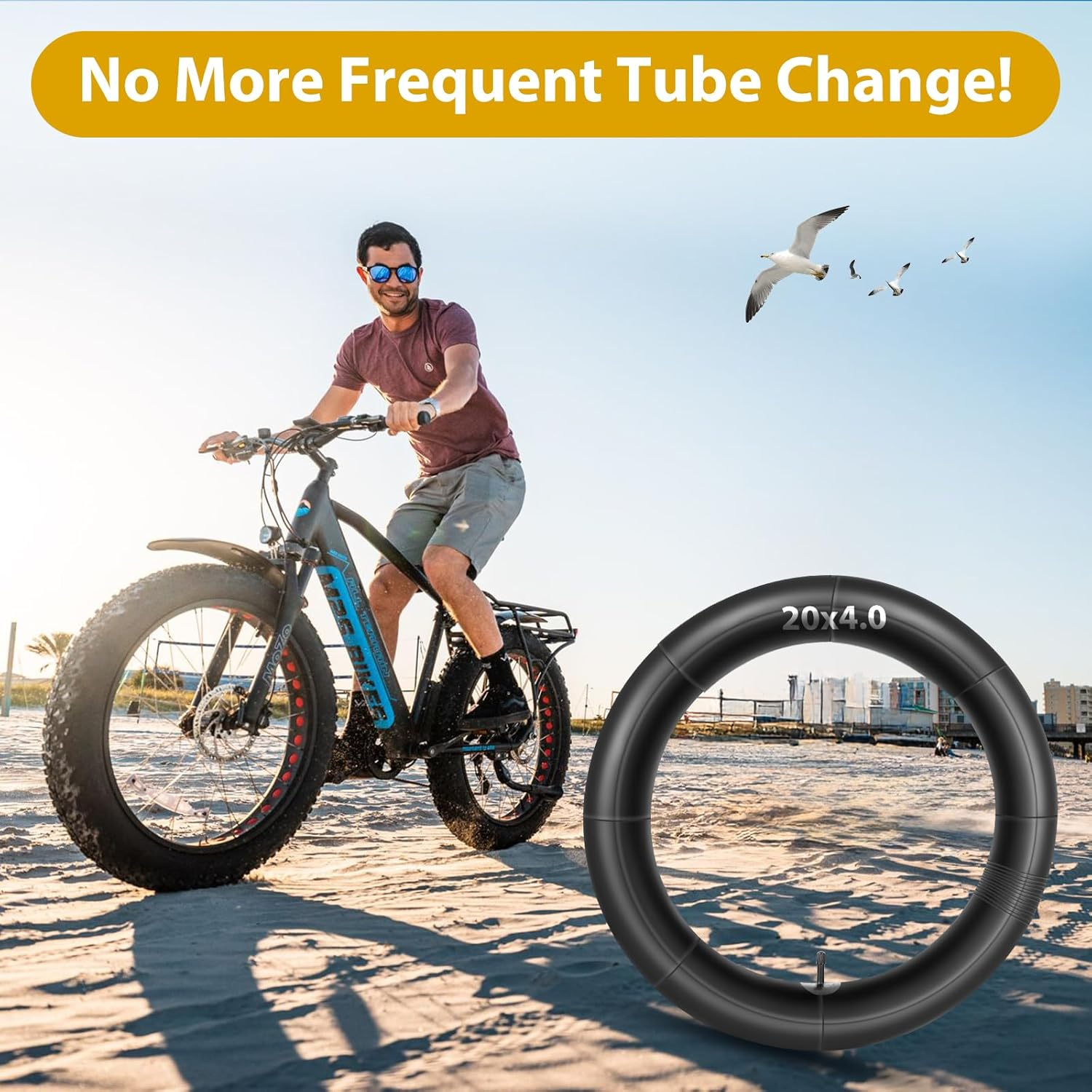 2 Pack 20 X 4.0 Fat Tire Tube Schrader Valve, Puncture Proof Bike Tubes for 20 X 4 Bicycle Tire, Butyl Rubber Inner Tube for Ebike/Electric Bike/Mountain Bike image number 1