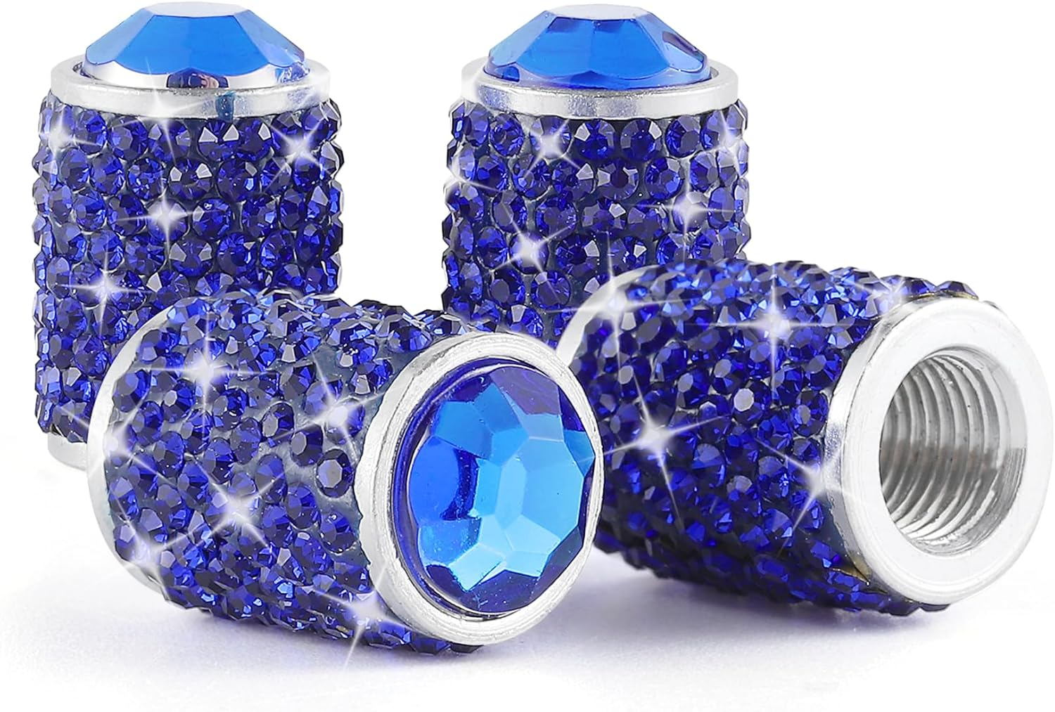 Alpmosn Car Wheel Tire Valve Caps, 4 PCS Bling Tire Valve Caps, Crystal Tire Caps Shinny Rhinestone for Women, Universal Car Dustproof Tire Valve Caps for Cars, Trucks, SUV and Motorcycles (AB)