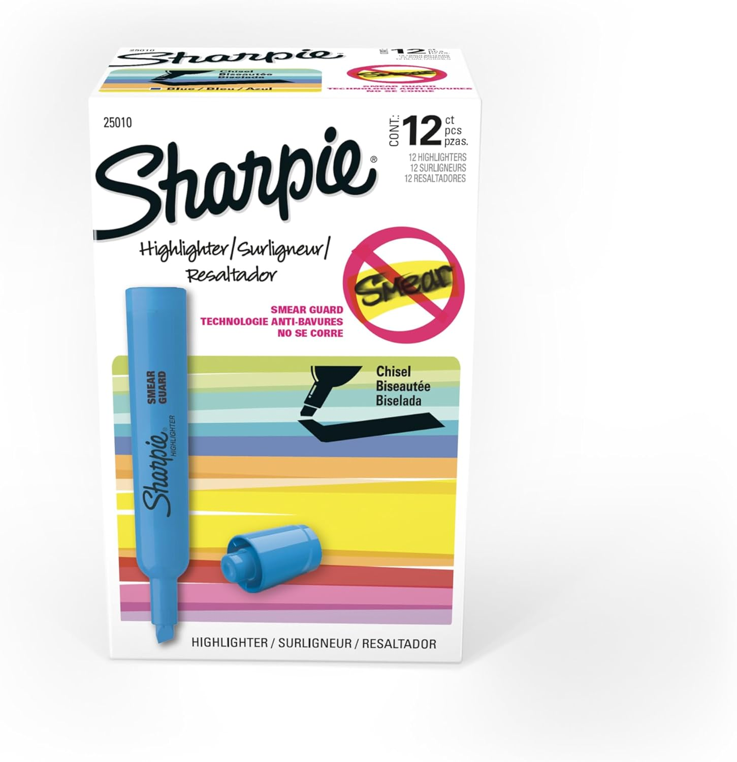 Sharpie Tank Style Highlighters, Chisel Tip, Assorted, Box of 12