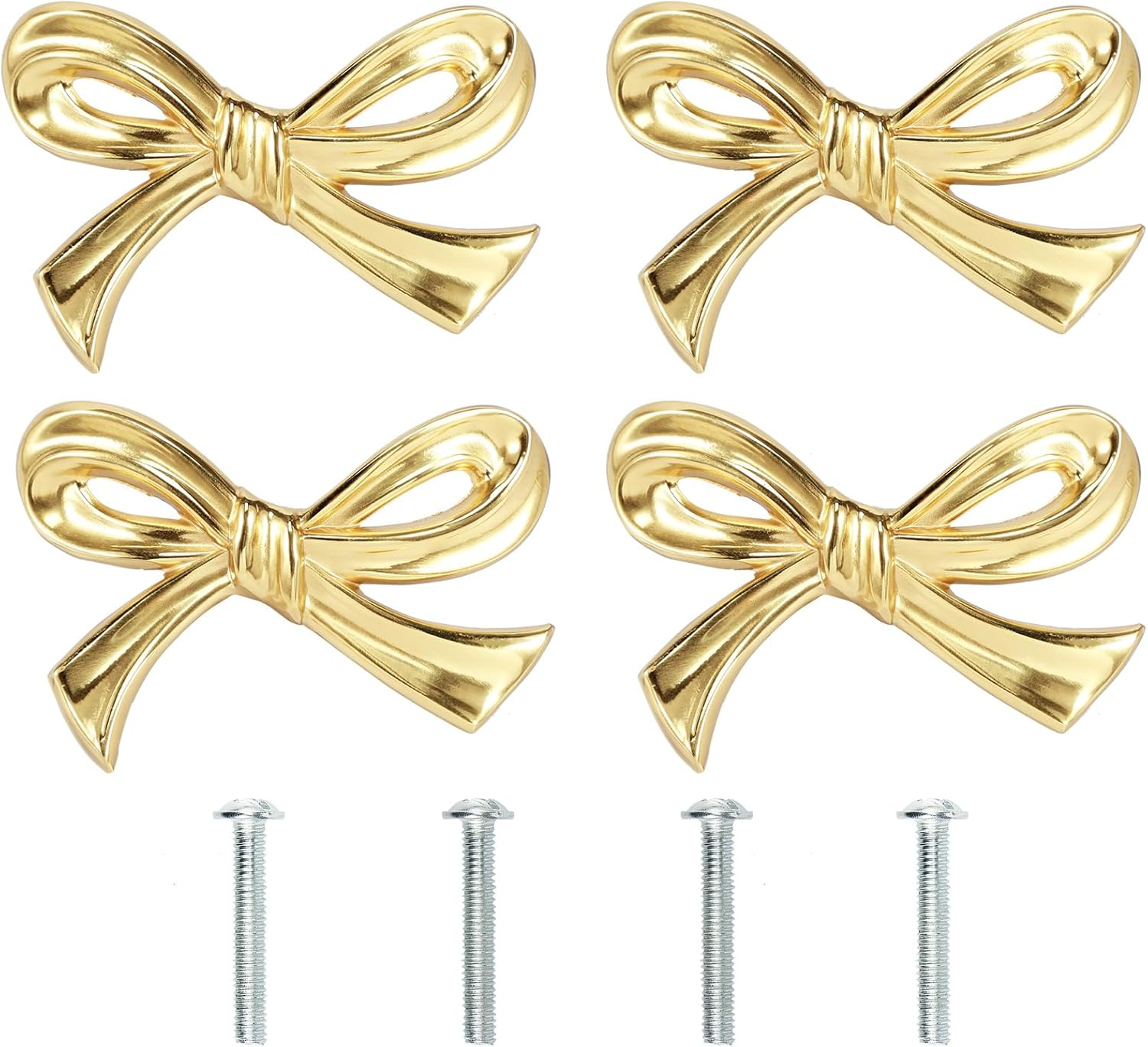 Djapwpx-Bow Drawer Knobs, Solid Brass Bow Cabinet Knob, Compact Bow Drawer Pulls, Decorative Bow Cabinet Pulls, Elegant Bow Cabinet Handle, Beautiful Bow Furniture Knobs for Home (6)