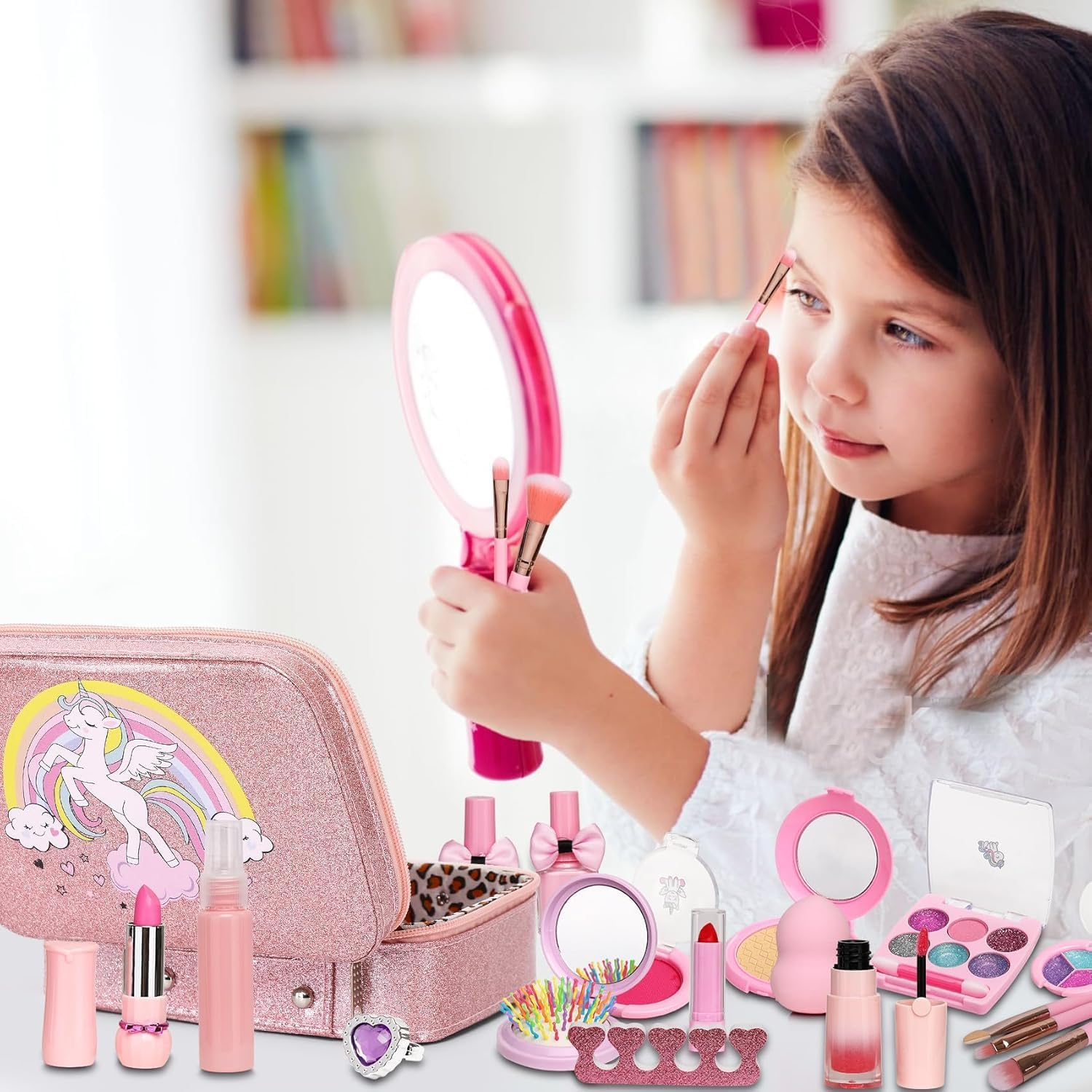 Kids Washable Makeup Girls Toys,Real Little Girl Make up Sets,Toddler Makeup Kit for Kid Children Princess Christmas Birthday Gifts Toys for 5 6 7 8 9 10 Year Old Girls