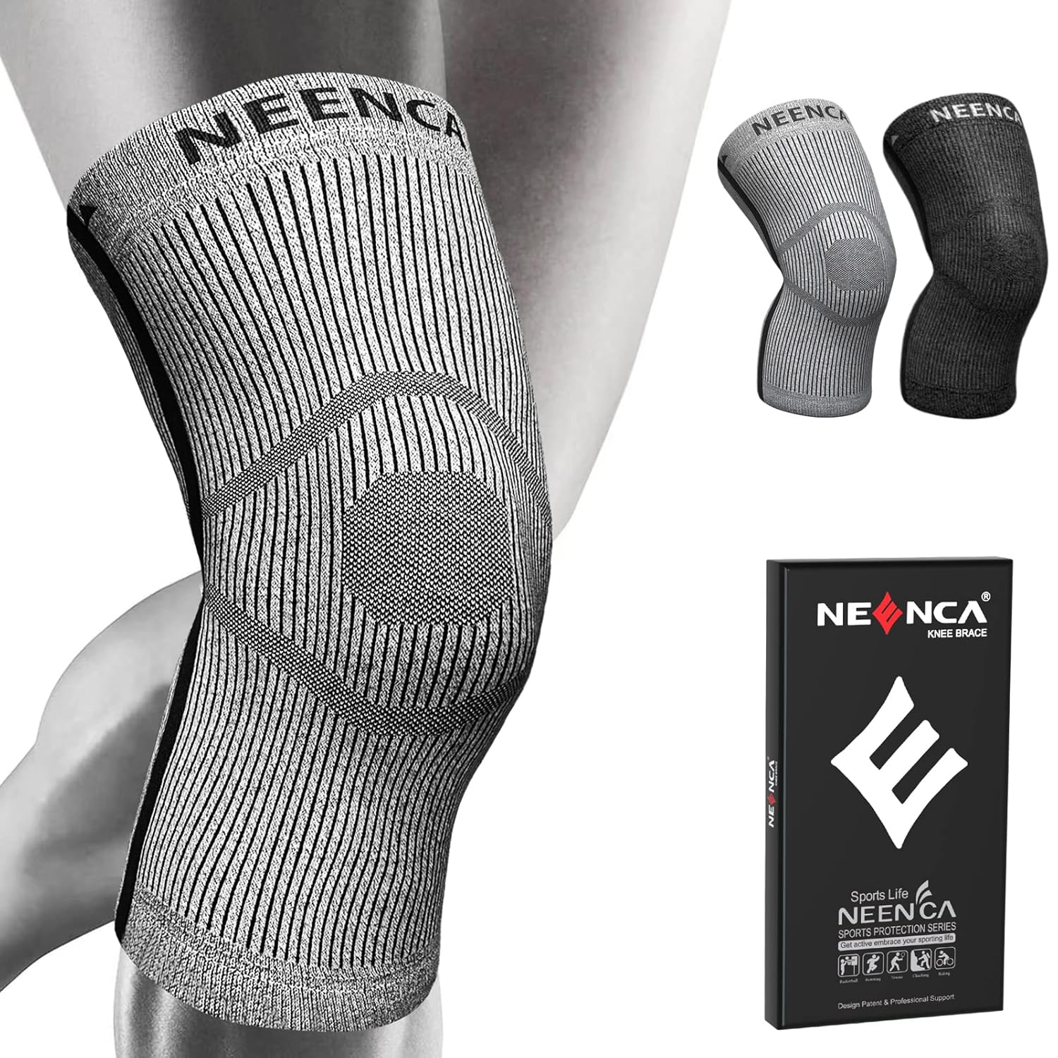 NEENCA Knee Sleeve &ndash; Knee Braces for Knee Pain, Compression Sleeve with Bamboo Carbon Fibers, Knee Support with Arthritis, Meniscus Tear, Swelling, ACL, Joint Pain Relief