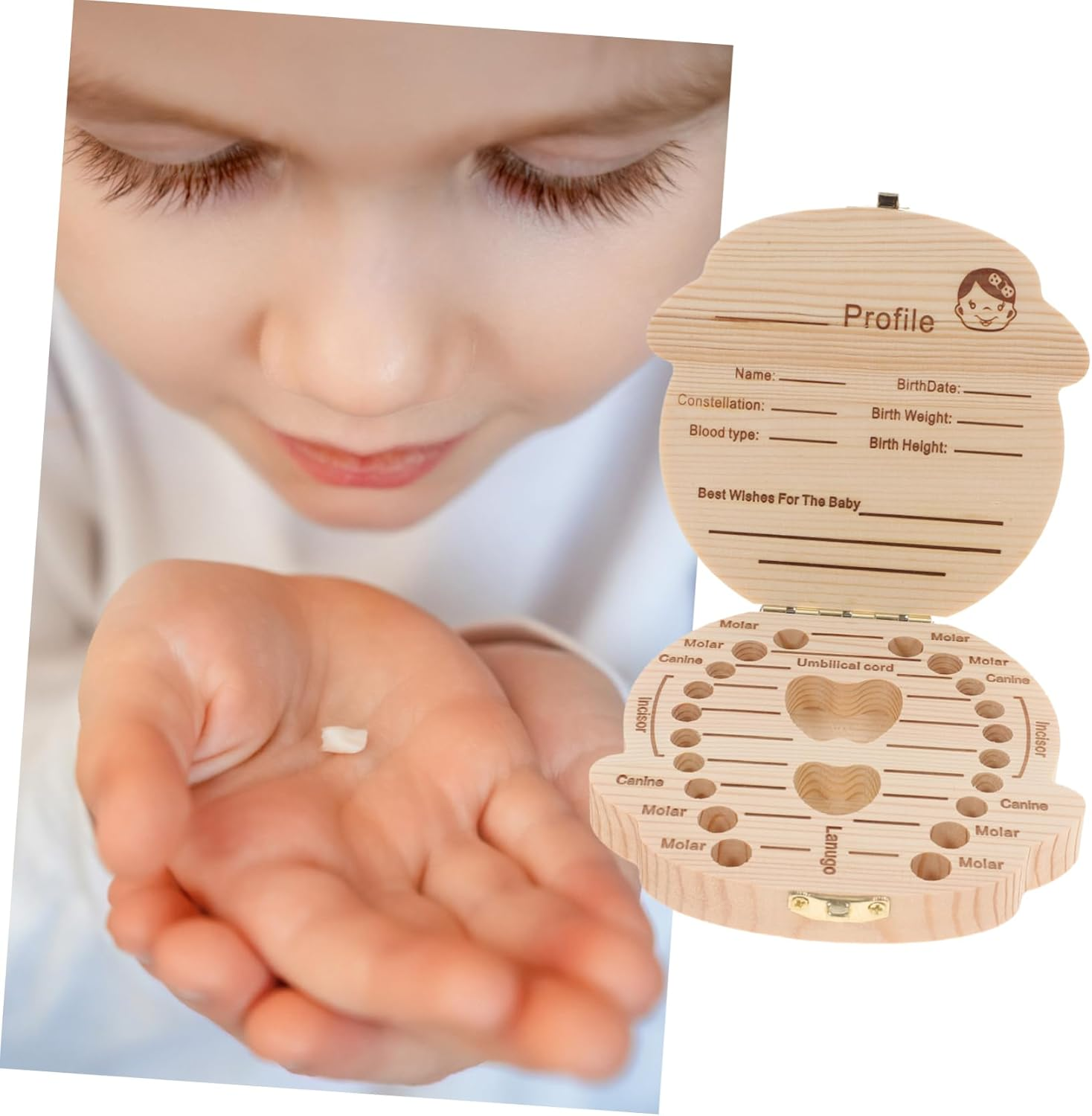 Safe Wooden Tooth Box Essential for Newborn First Tooth Keepsake Organizer for Boys and Girls image number 1