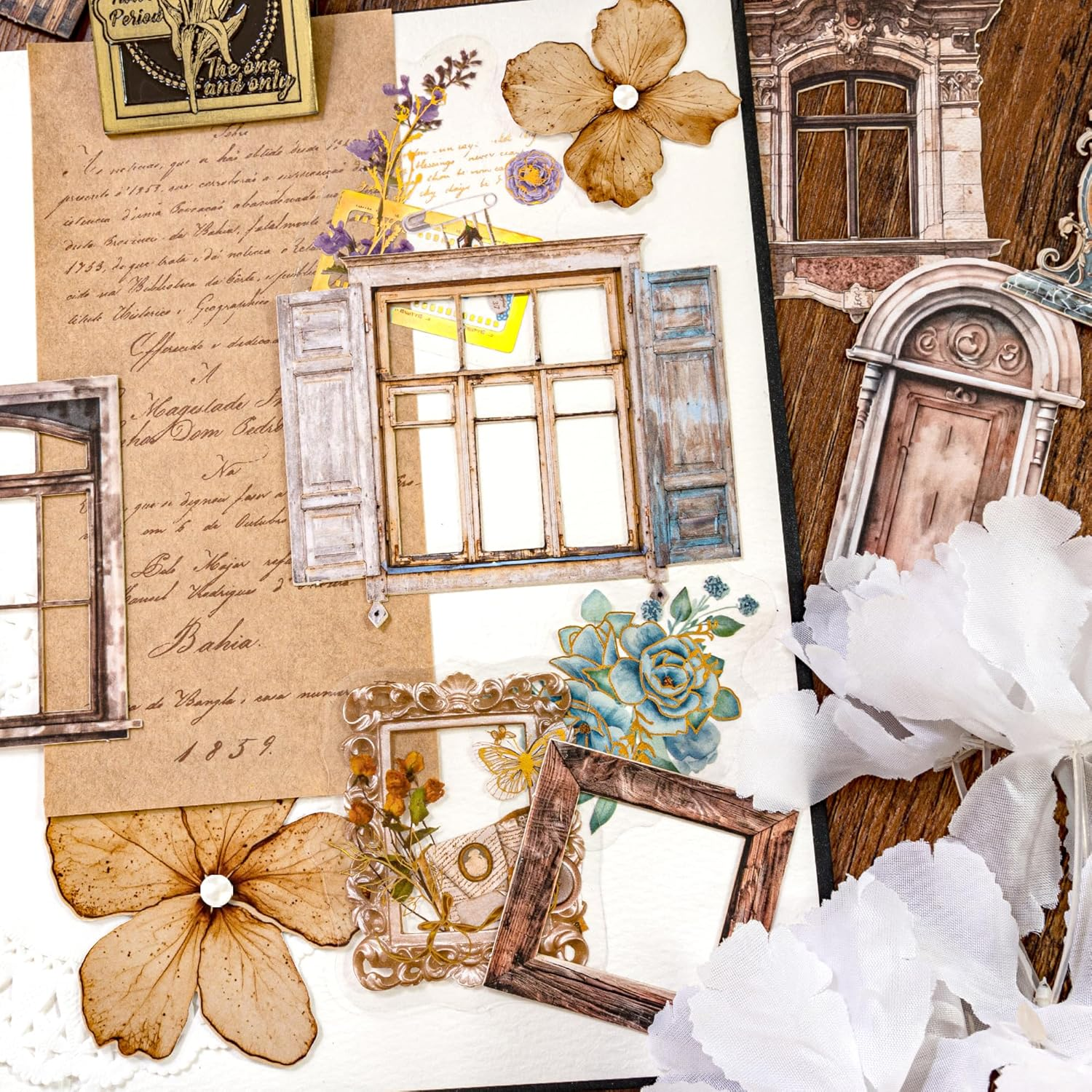 Retro Scrapbook Stickers Set - 4 Packs Thick Paperboard Stickers with Antique Clock, Sewing Machine, Rustic Fence, Vintage Ephemera for Journal, Planner, Craft, Collage & Card Making (Cyrus) image number 5