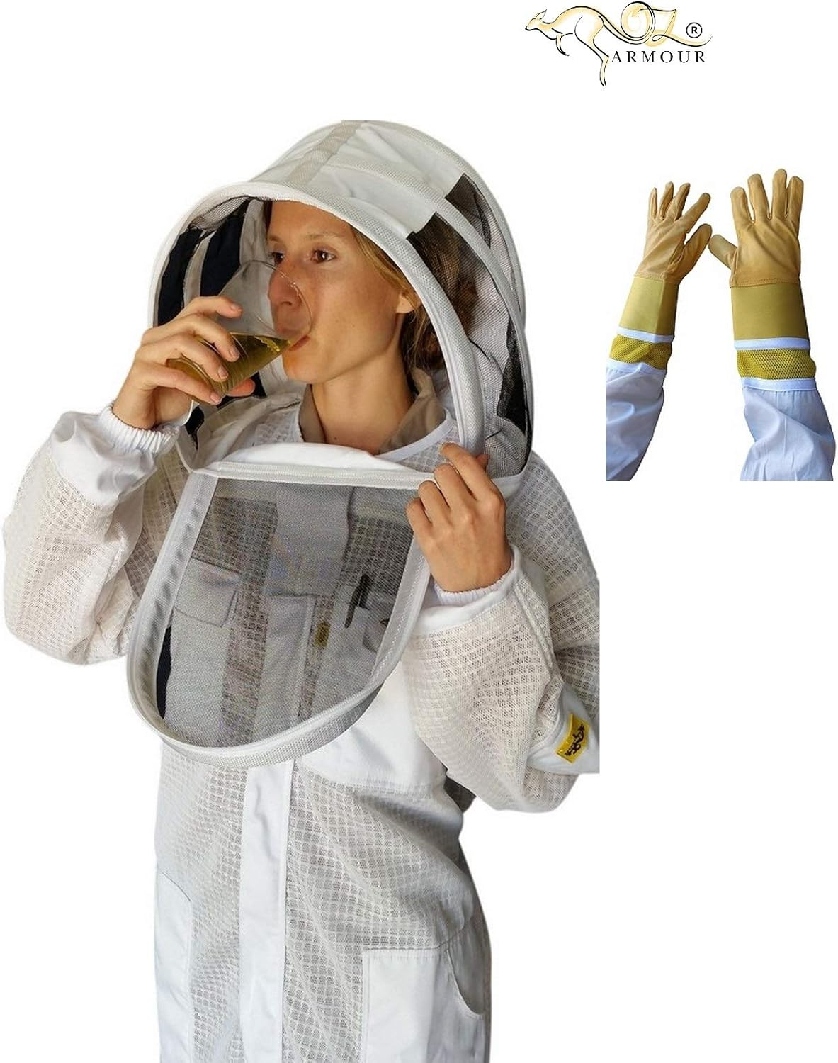 Beekeeping Suit 3 Layer Ventilated Overall with Fencing Veil & Cowhide Gloves | Breathable Sting-Proof Bee Keeper Suit for Men & Women | Durable Beekeeping Suit (5XL) image number 6
