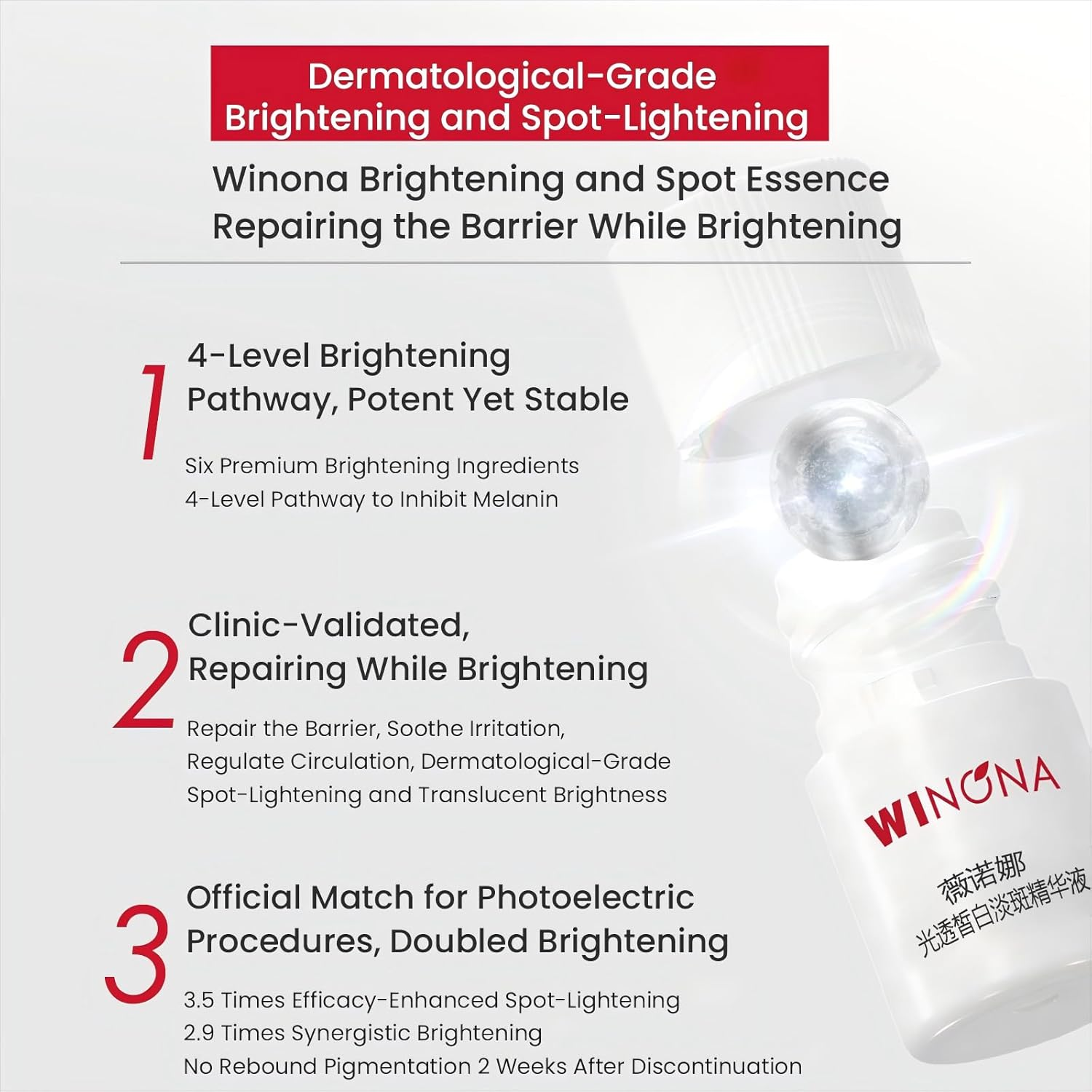 WINONA Brightening & Spot-Fading Essence 7-Day Set, Camellia-Lucent Spot-Correcting Essence, Soothing & Hydrating Serum for Sensitive Skin, Brightening, Even Skin Tone, Travel Size 1.5Ml &times; 7 Ampoules image number 2