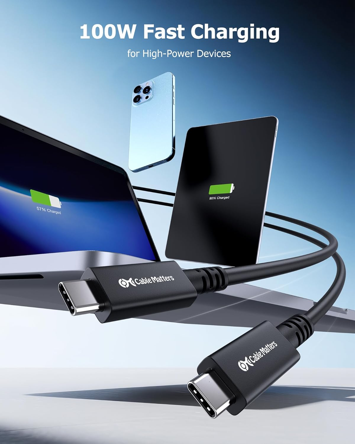 Cable Matters 40Gbps Active USB4 Cable 9.8 Ft / 3M with 8K Video & 100W Charging, Compatible with Thunderbolt 4/3, USB C for VR Headset, Docking Stations, Macbook, DELL XPS, Surface Pro and More image number 5