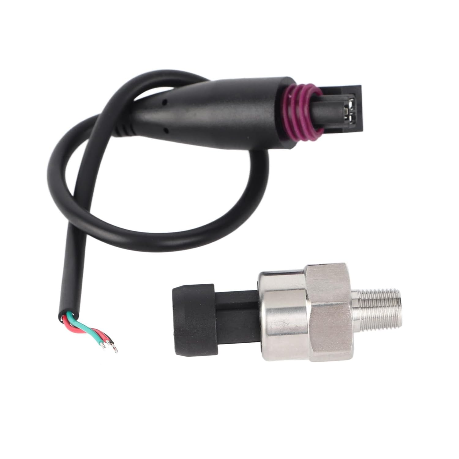 Pressure Transducer Sender Sensor with Connector - 1/8 Inch 27 NPT Thread Stainless Steel Pressure Sensor for Oil, Fuel, Air, Water (100PSI)