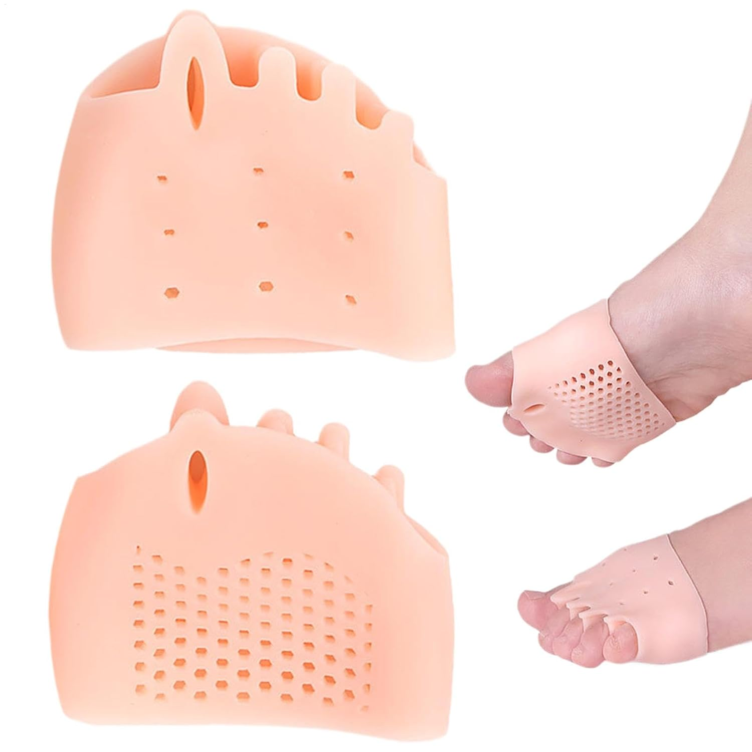 Silicone Toe Spacers - Silicone Five-Hole Toe Splitter - Five-Hole Design Correction Tool for Gym, Travel, Business Trip, and Home - Skin Color image number 5