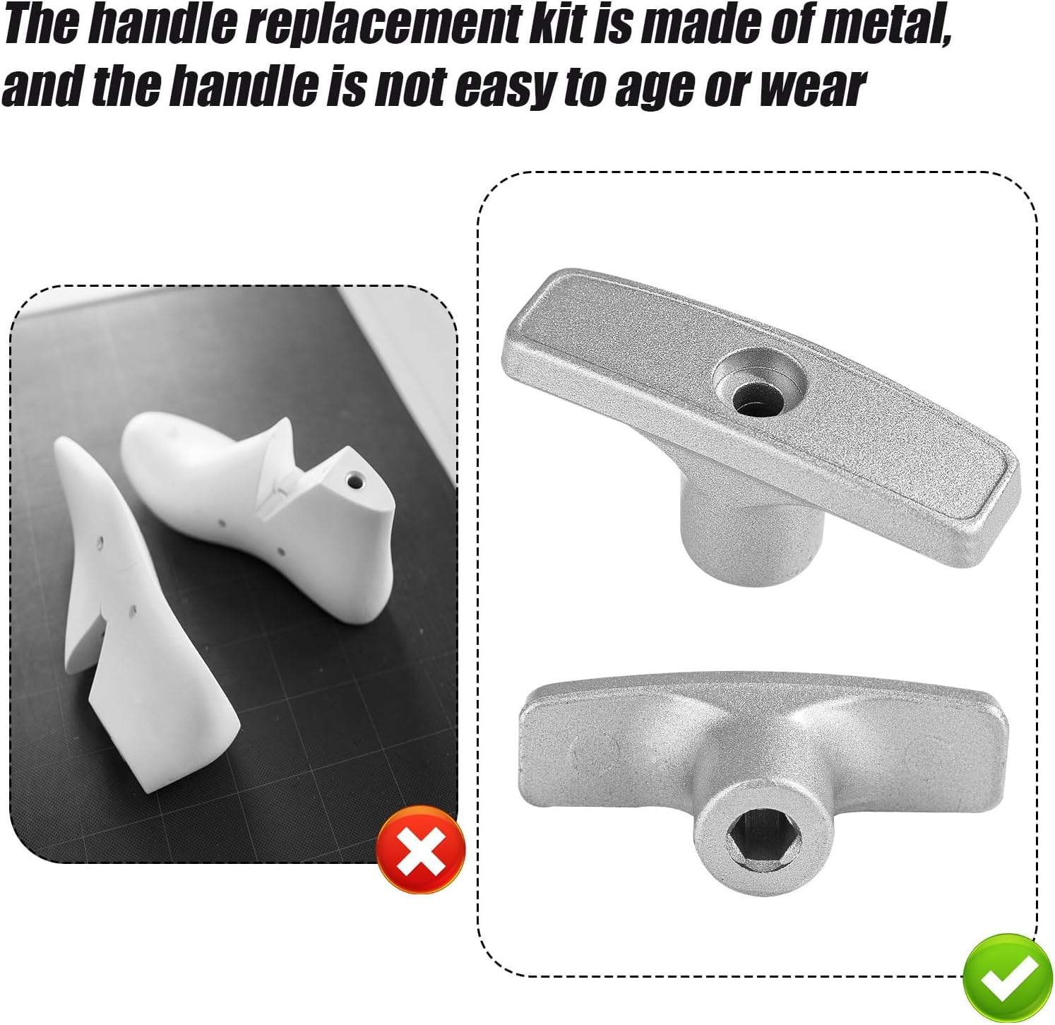 2Pcs RV Waste Valve Handle Replacements, Metal RV Tank Handle Replacement Set with 4 Nuts 2 Screws 2 Gaskets for Camper Sewer Tank Dump Release Valve Extension Rod image number 1