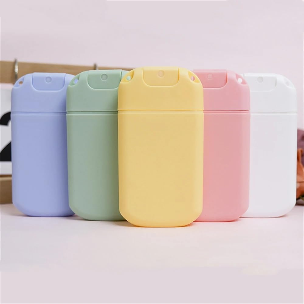 4Pcs Square Portable Card Spray Bottles, Plastic, Pink, Blue, Leak-Proof, Easy to Carry